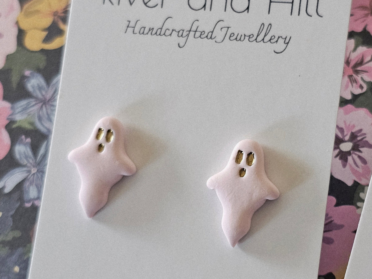 Halloween Pink Ghost Studs