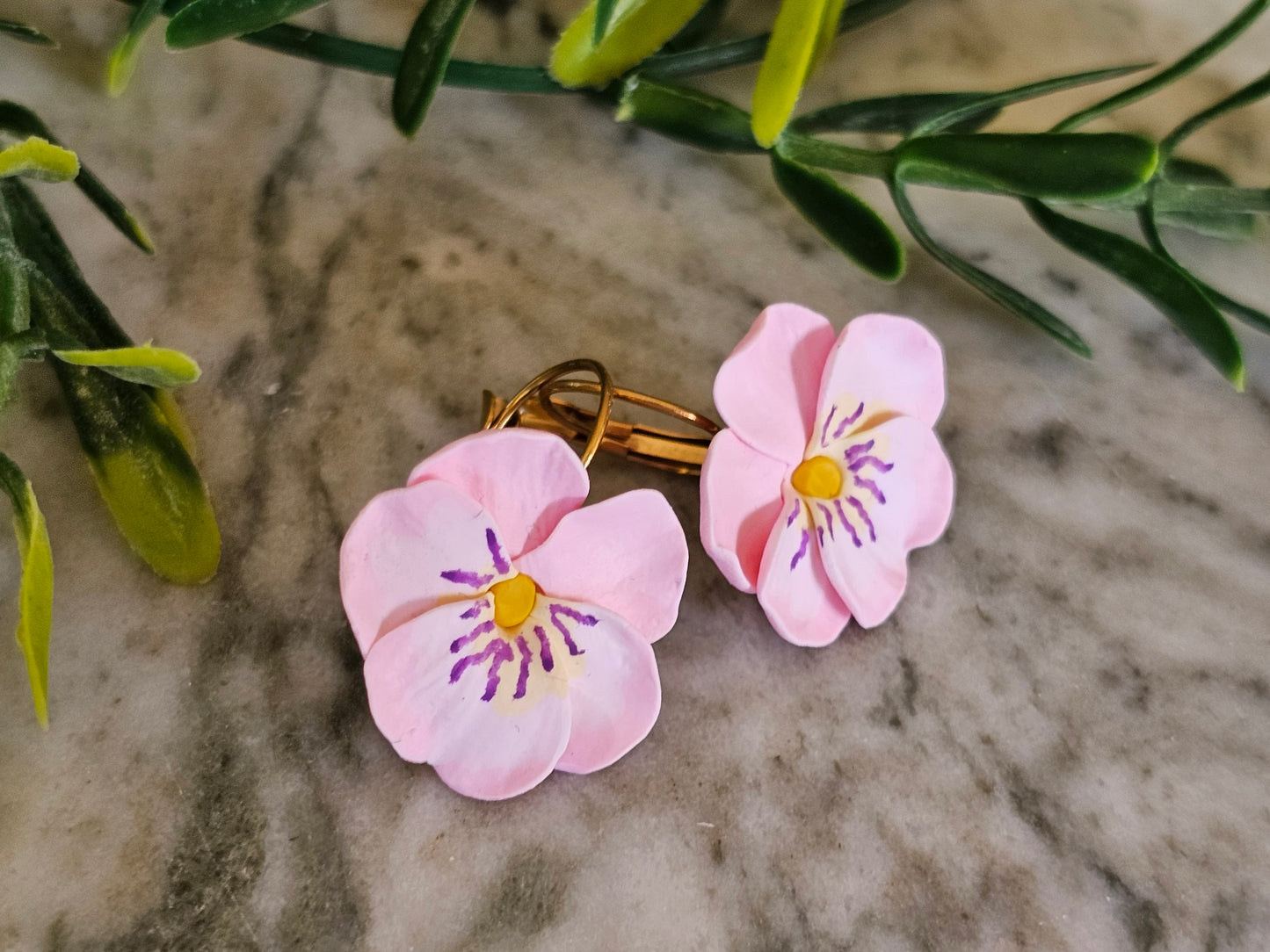 Pansy French Hook Light Pink Earrings