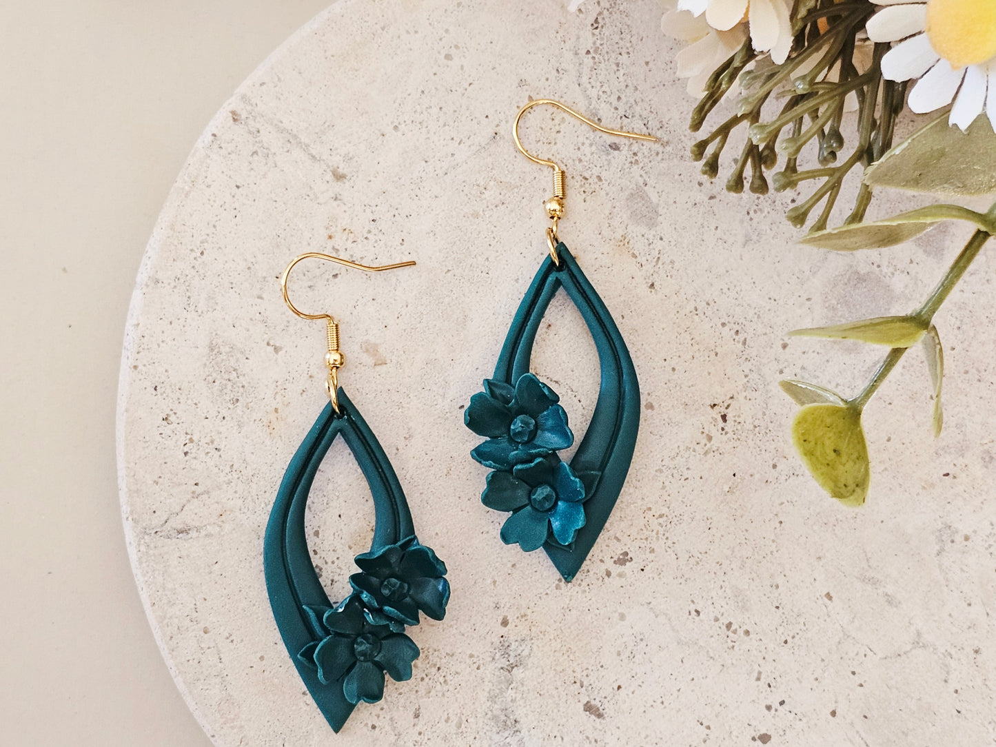 Daily Colour Emerald Green Floral Earrings