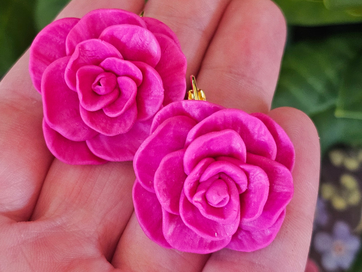 Cammellia French Hook Earrings Magenta