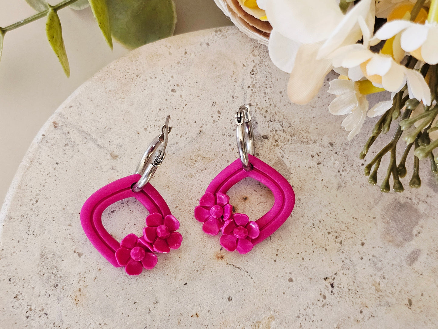 Daily Colour Magenta Floral Hoops