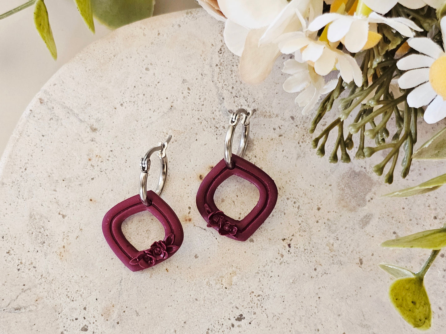 Daily Colour Burgundy Floral Hoops