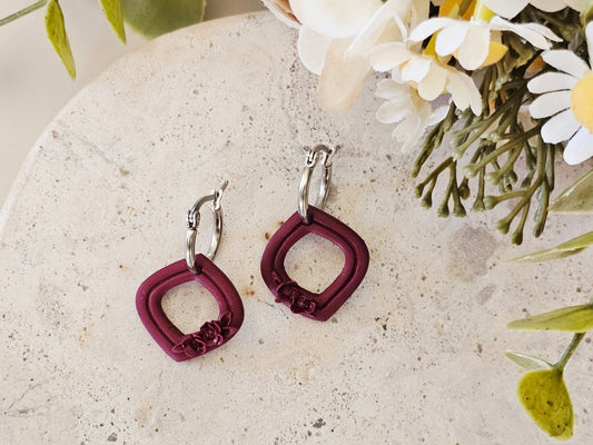 Daily Colour Burgundy Floral Hoops