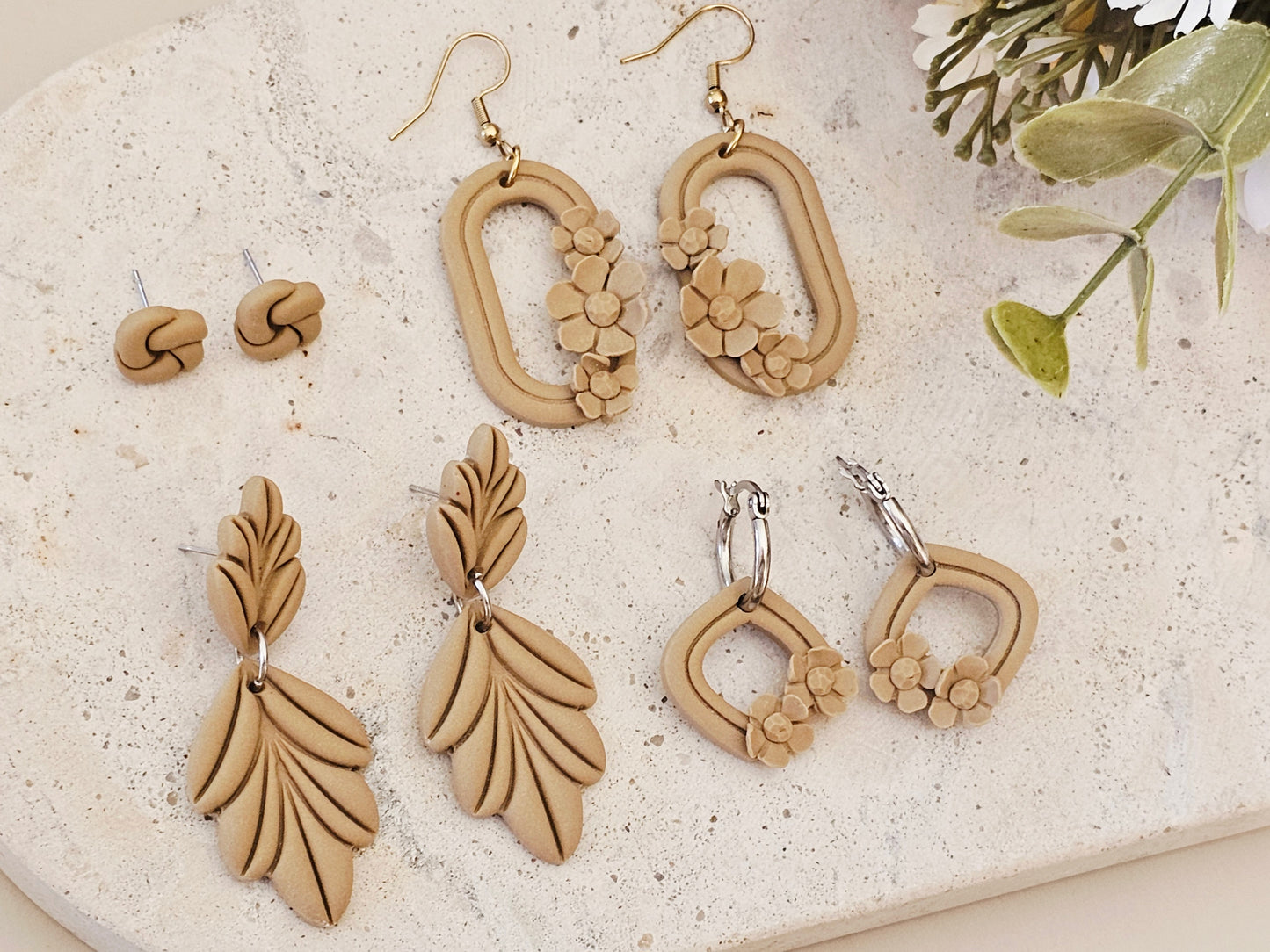 Daily Colour Tan Floral Earrings