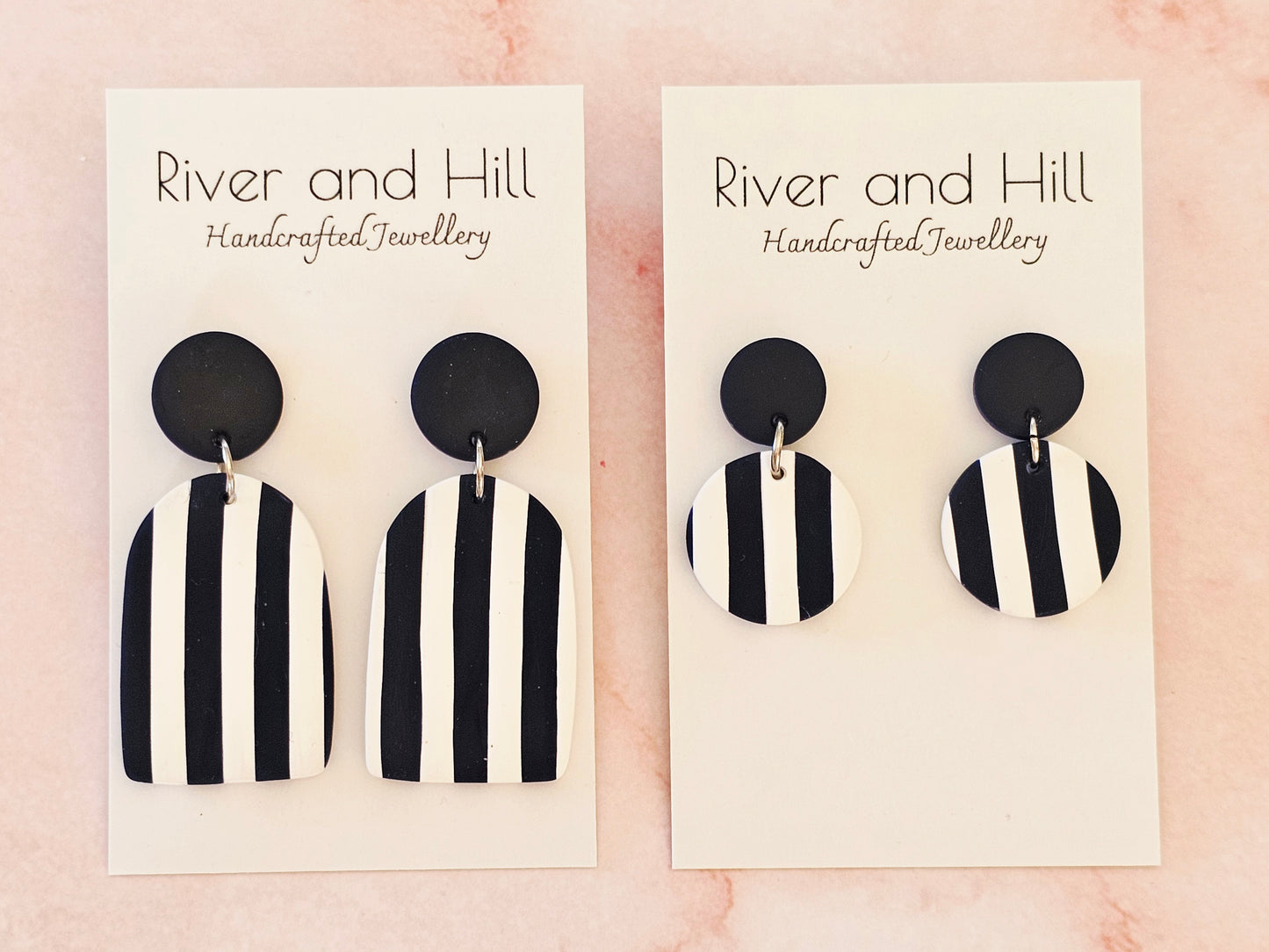 Striped Earrings Navy and White