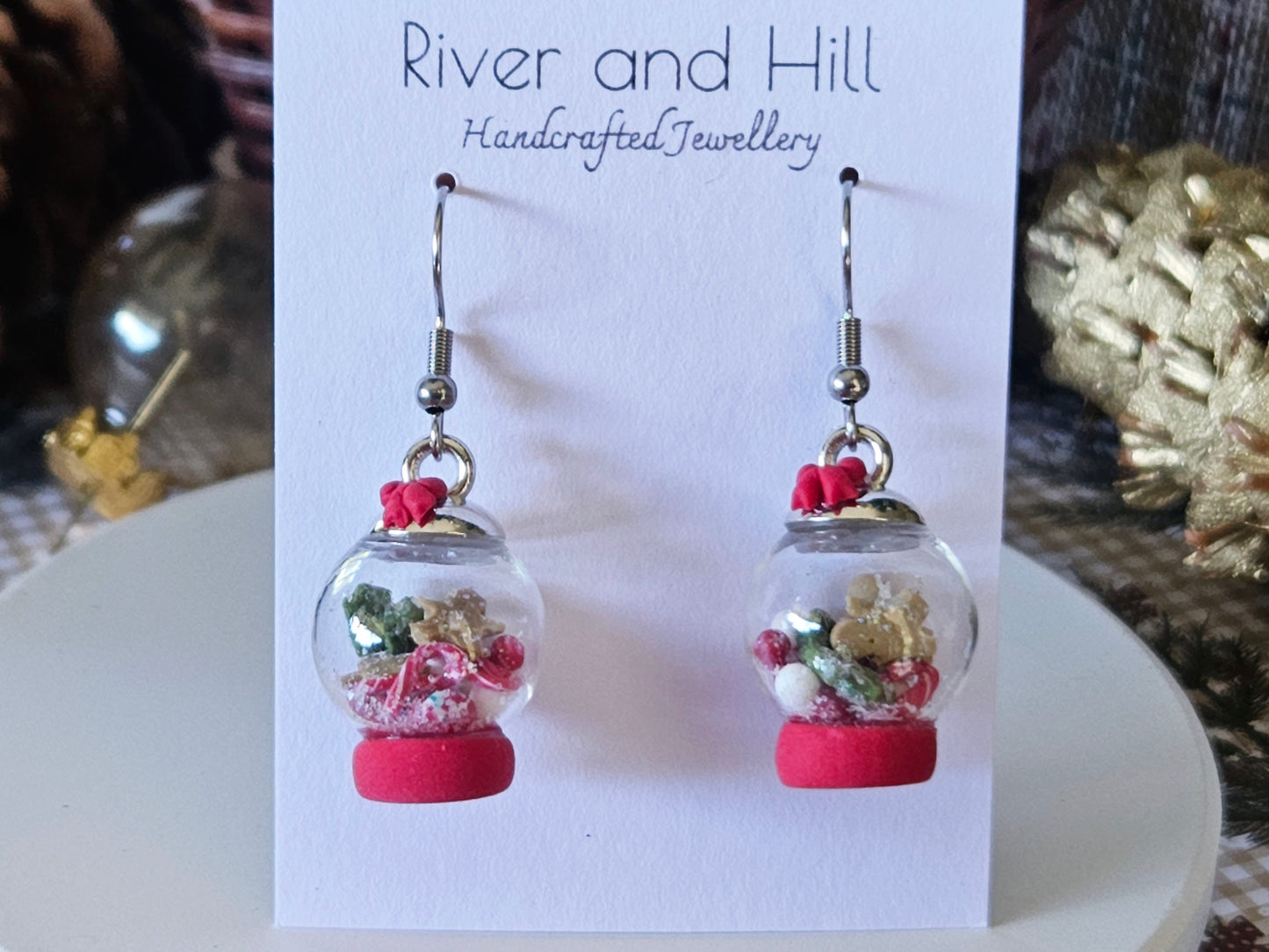 Christmas Glass Snow Globe Earrings
