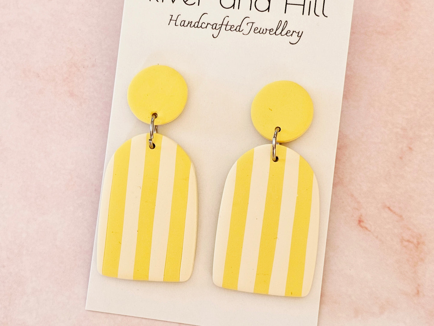 Striped Statement Earrings Yellow