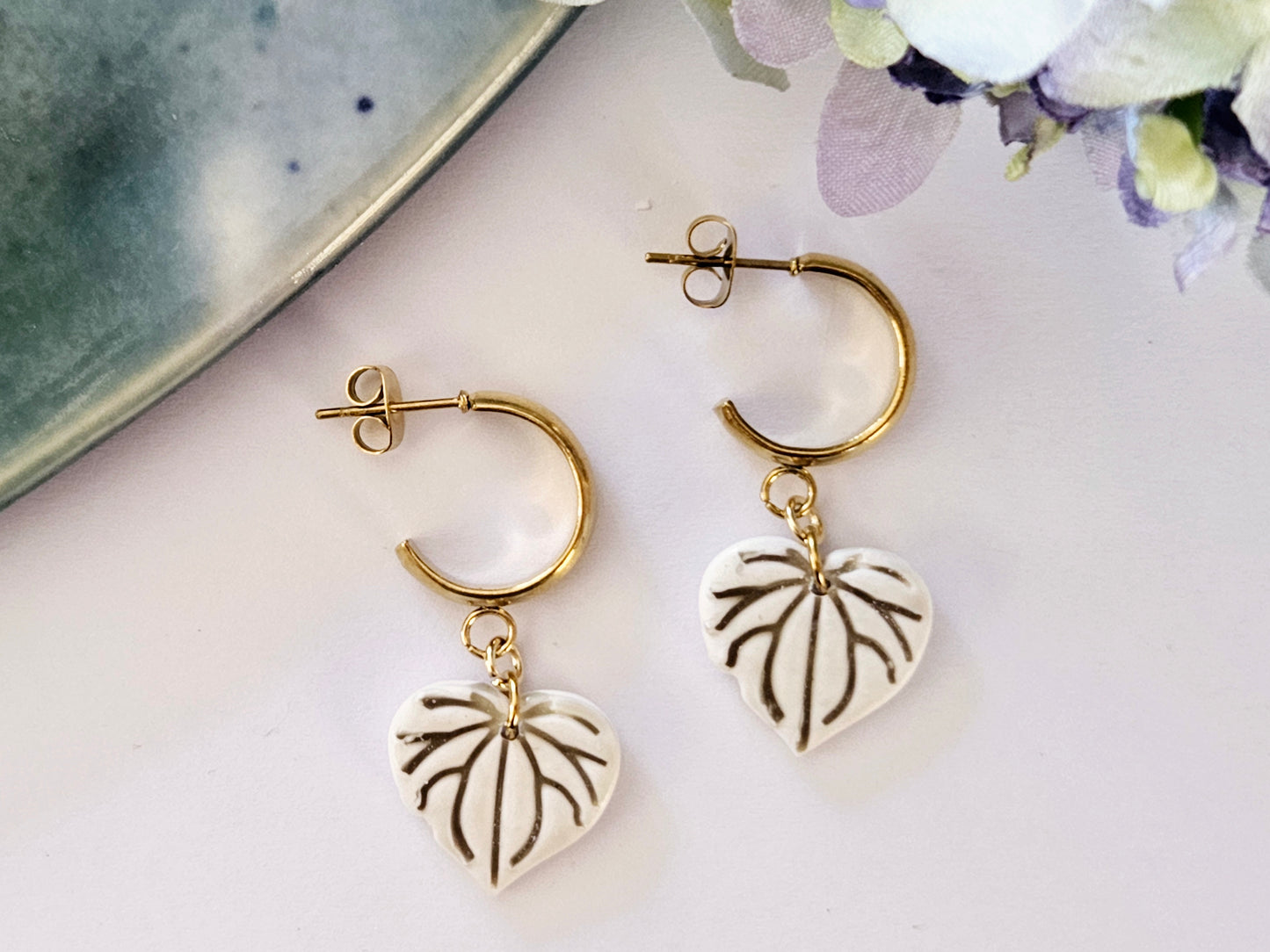 Porcelain Kawakawa Half Hoops