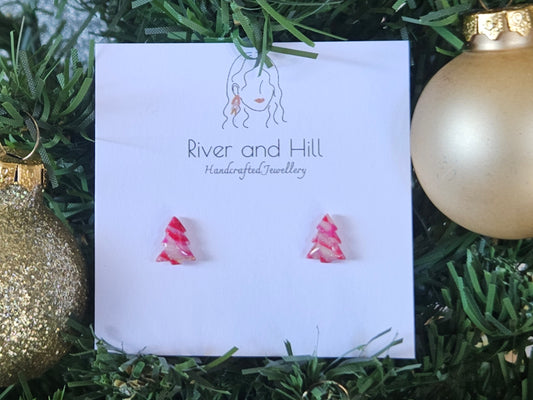 Christmas Pink Mico Tree Studs