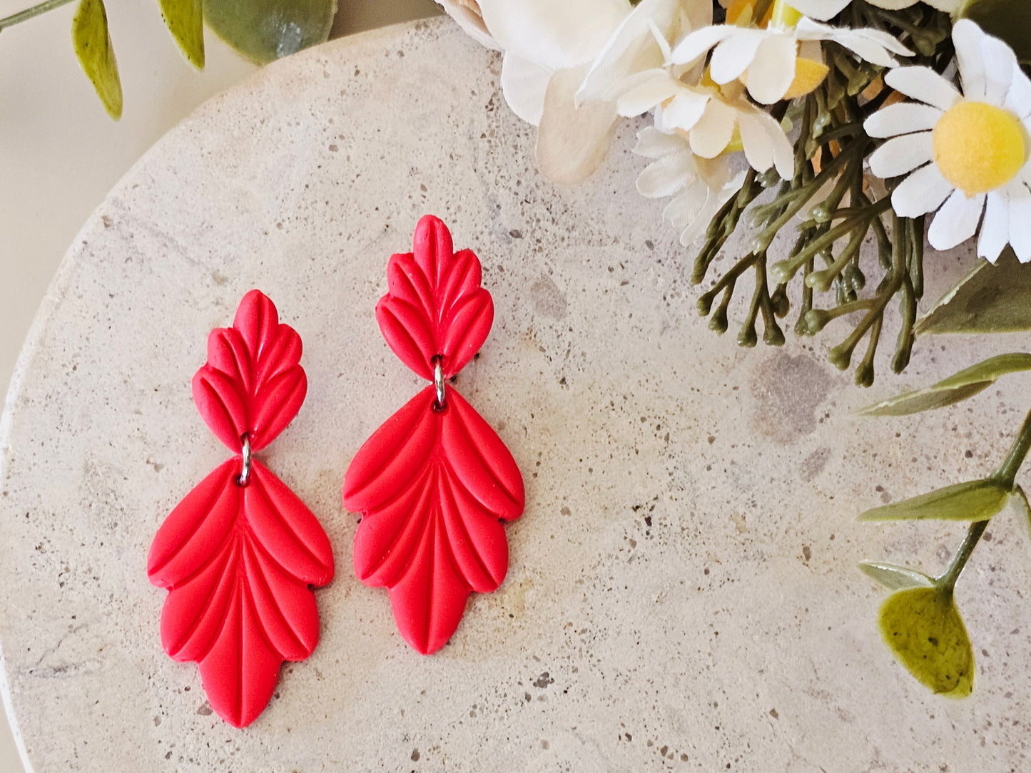 Daily Colour Bright Red Arch Earrings