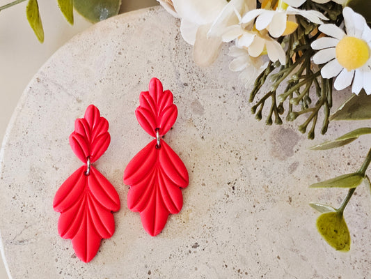 Daily Colour Bright Red Arch Earrings