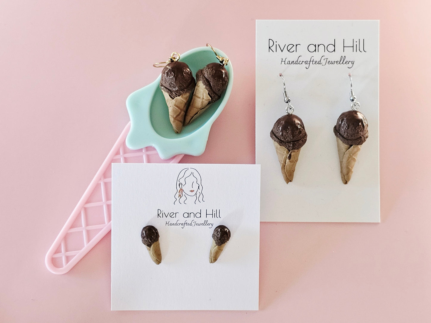 Ice Cream Cone Chocolate Drizzle Studs