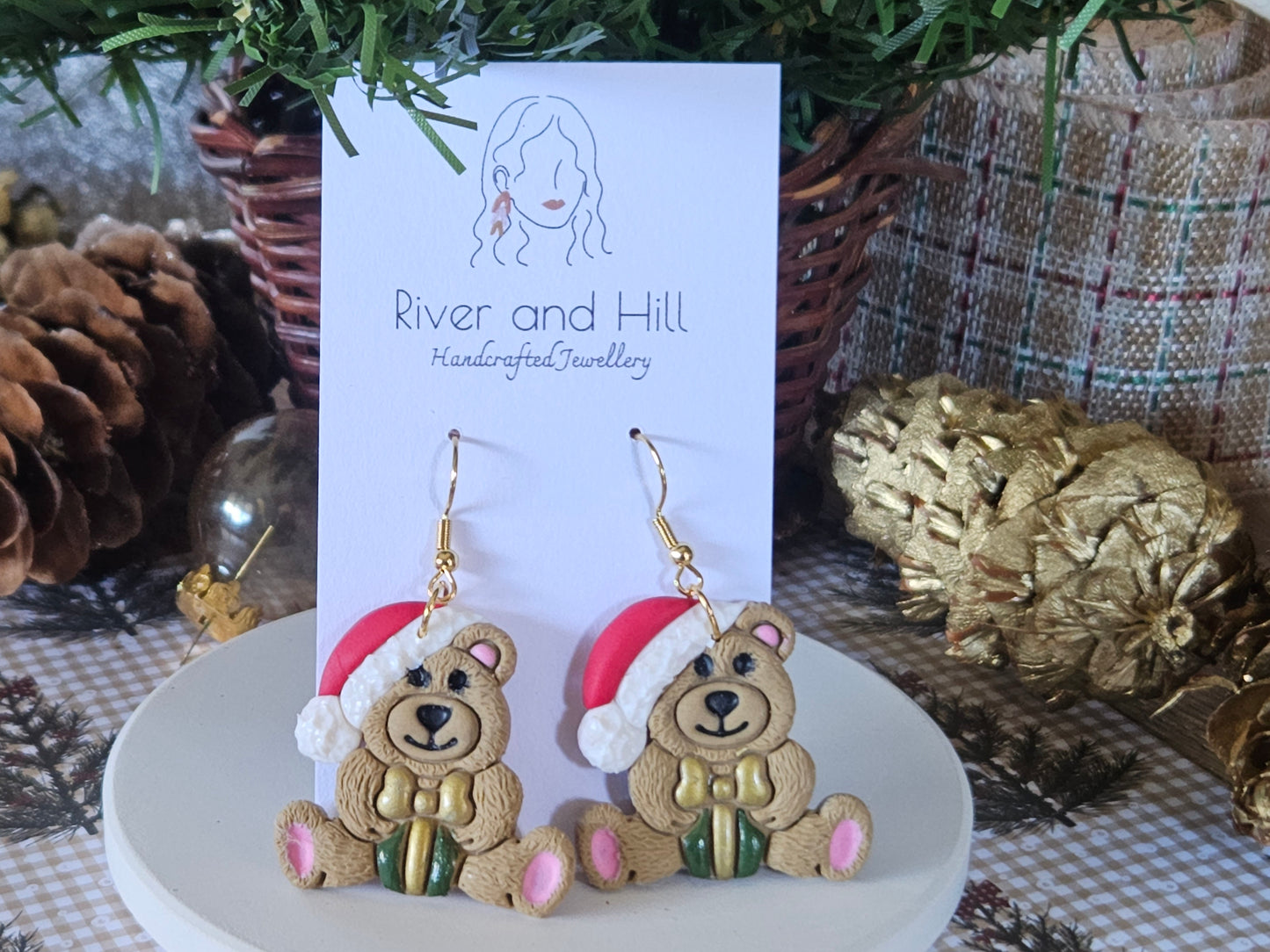 Christmas Teddy Bear Earrings