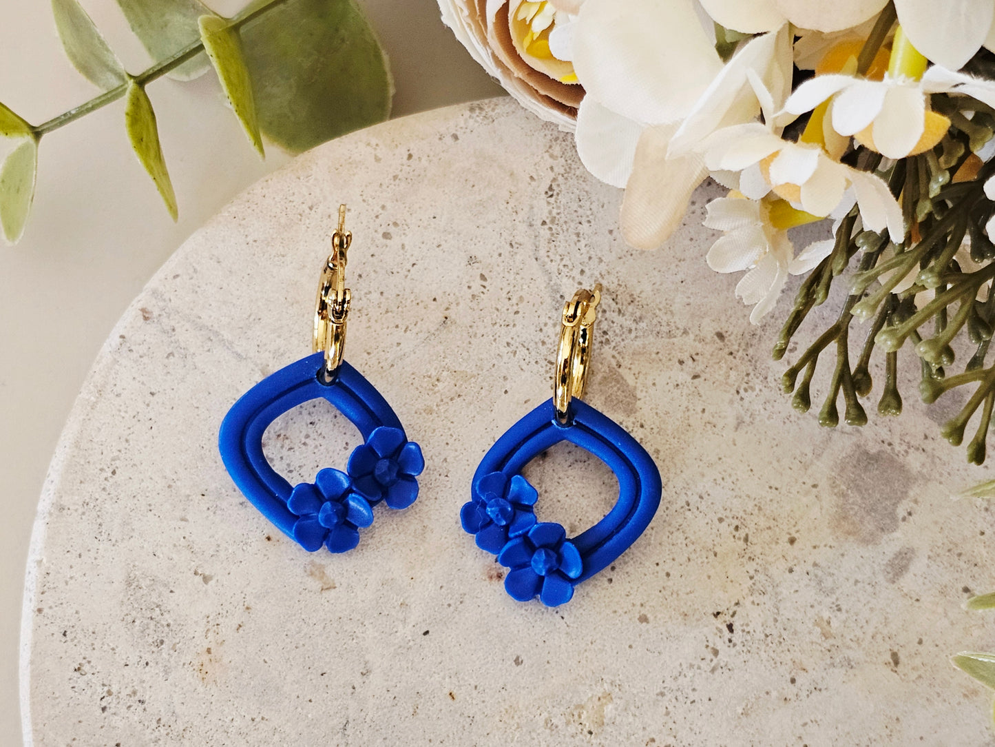 Daily Colour Bright Blue Floral Hoops