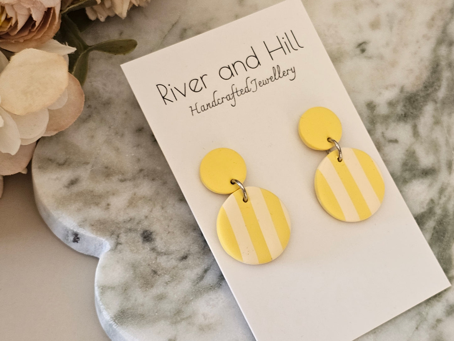 Striped Earrings Yellow