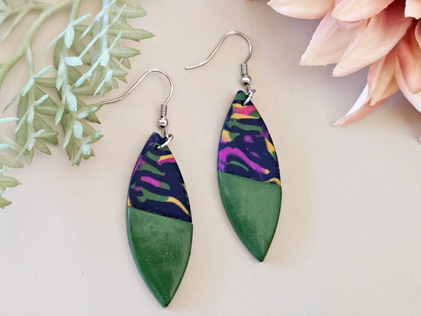Scraps to Statements Green Earrings
