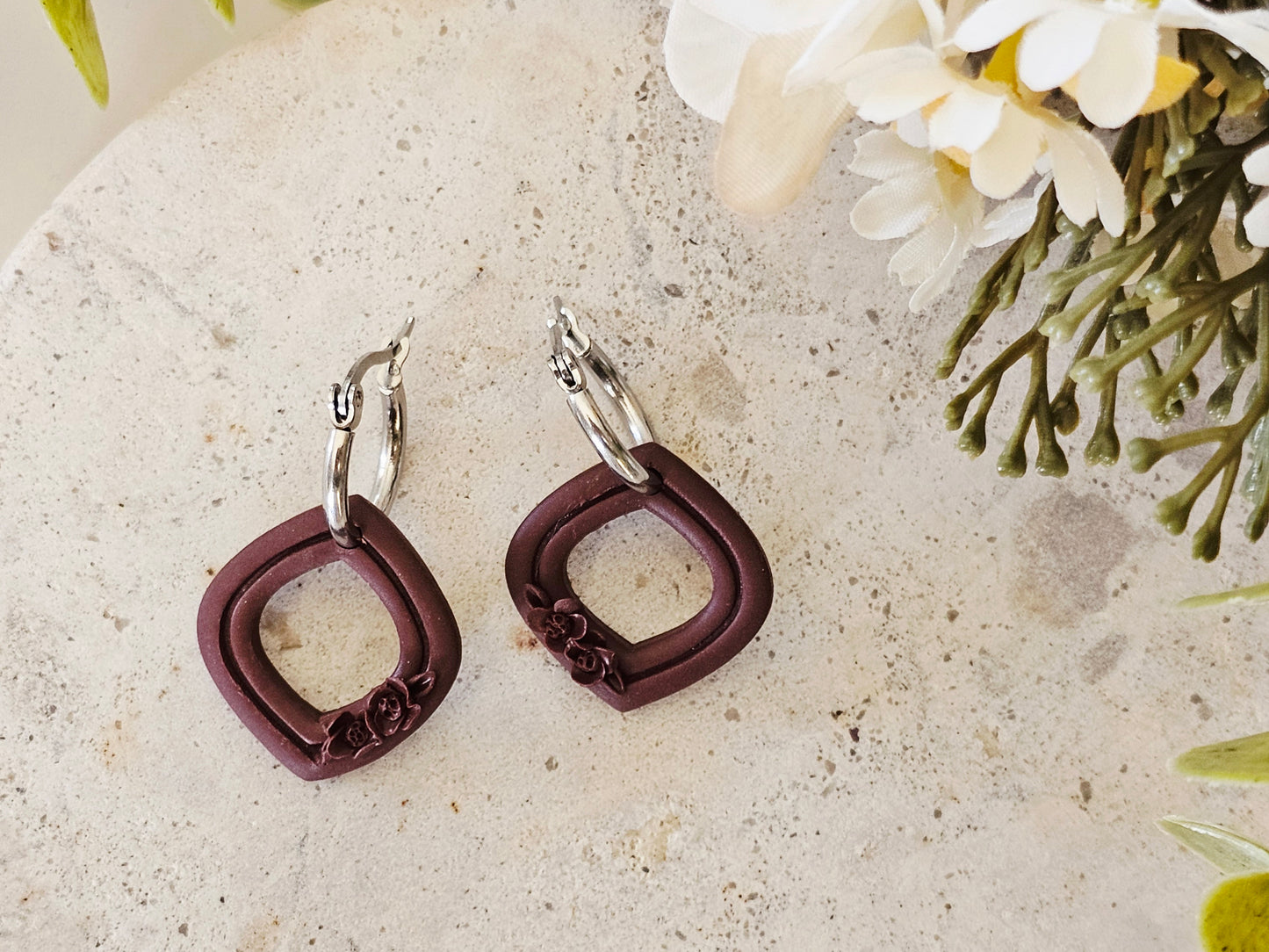 Daily Colour Chocolate Brown Floral Hoops
