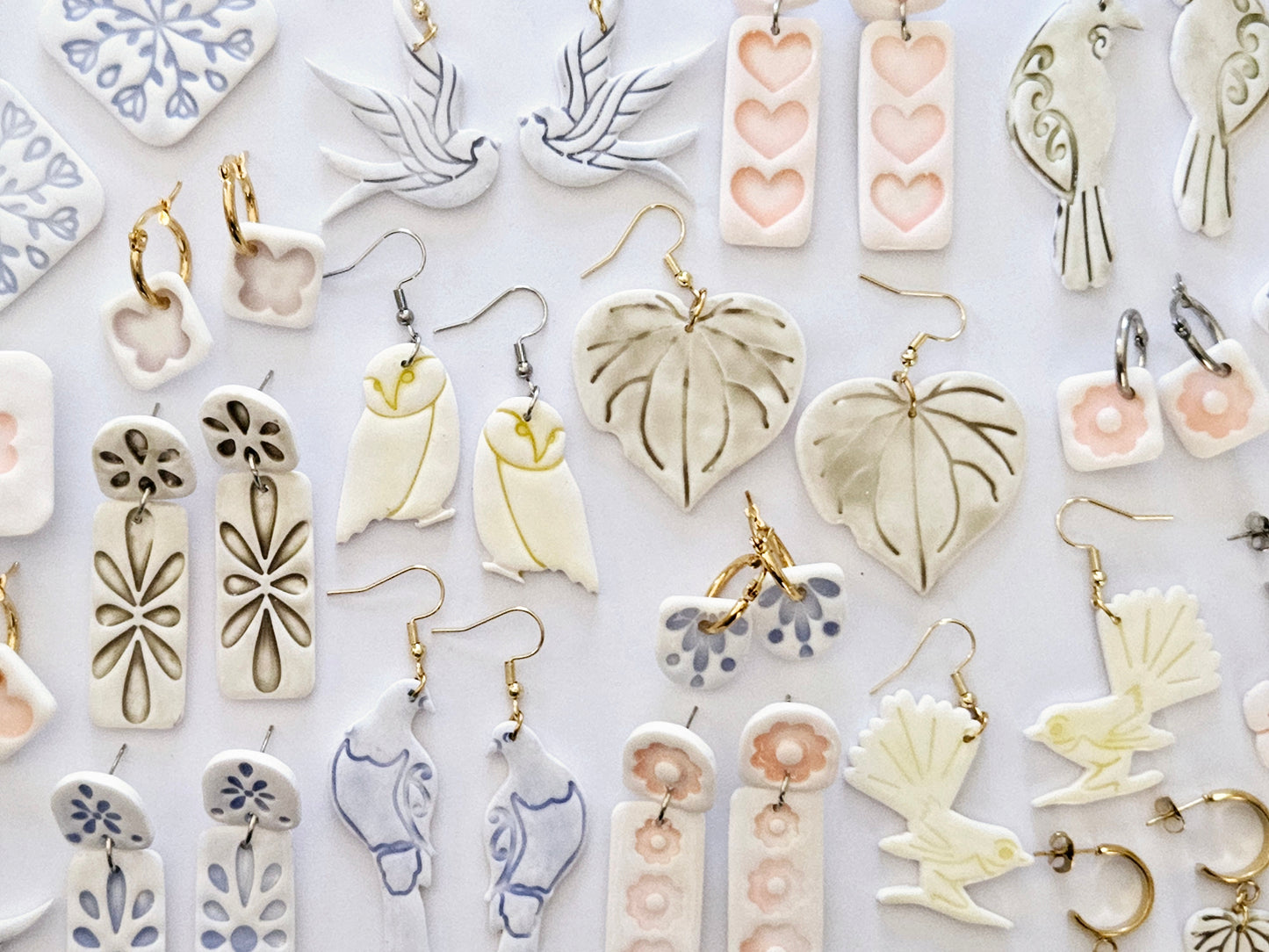 Porcelain Green Rectangle Earrings