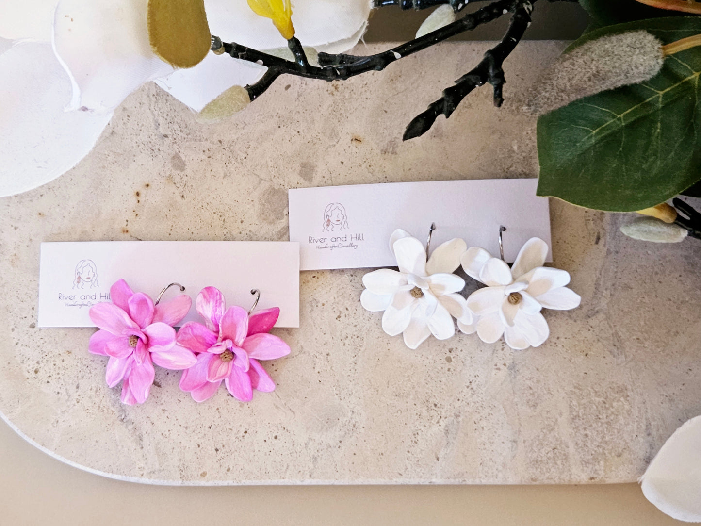 Magnolia French Hook Earrings White