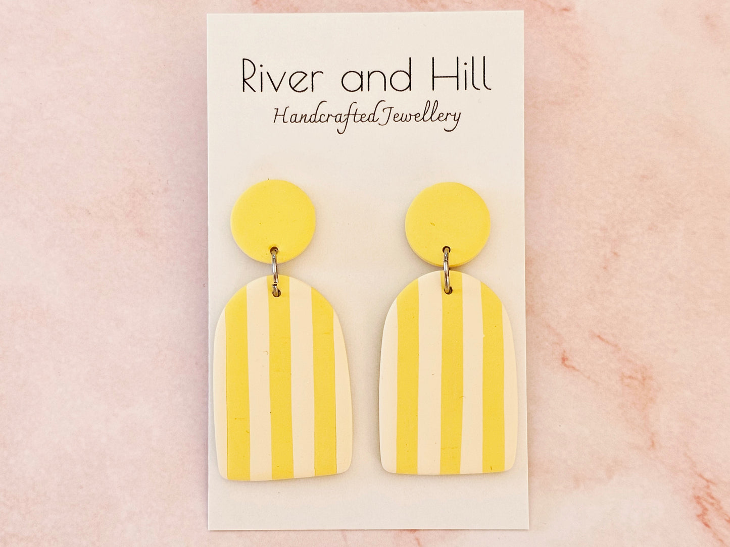 Striped Statement Earrings Yellow