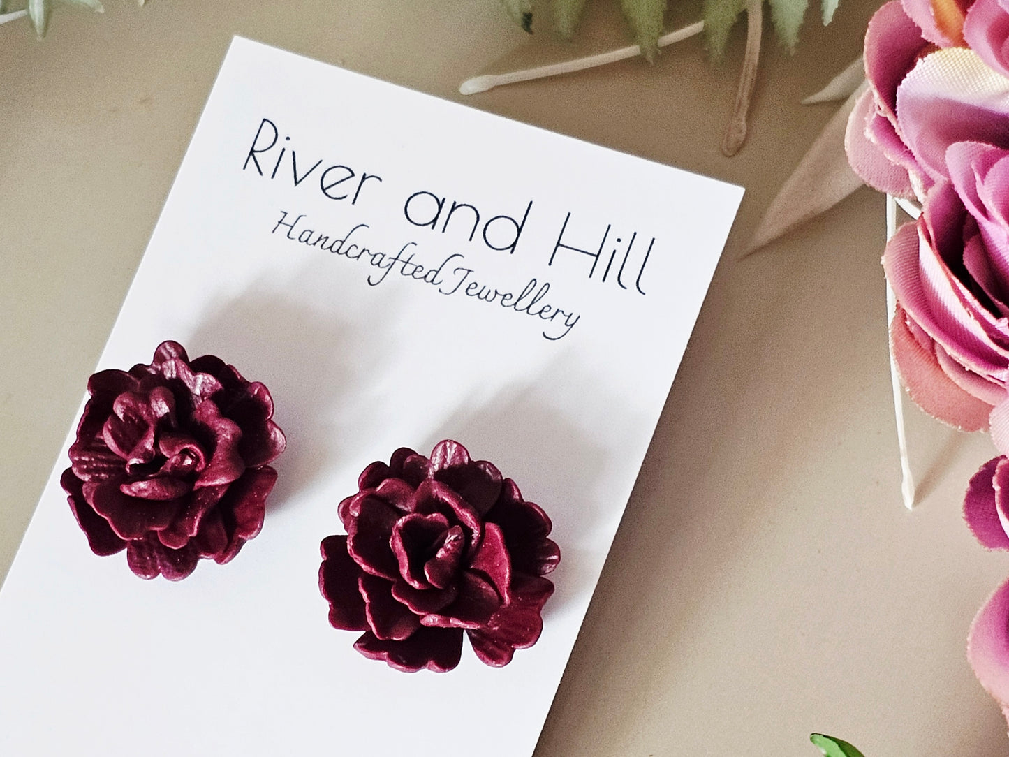 Carnation and Bumble Bee Earrings