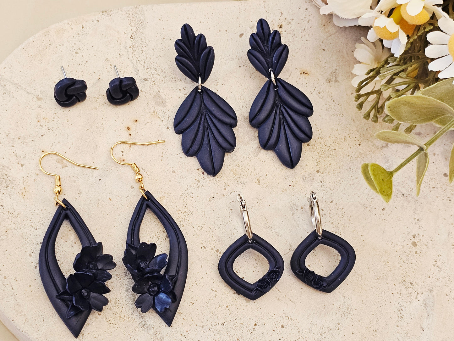 Daily Colour Navy Blue Floral Hoops