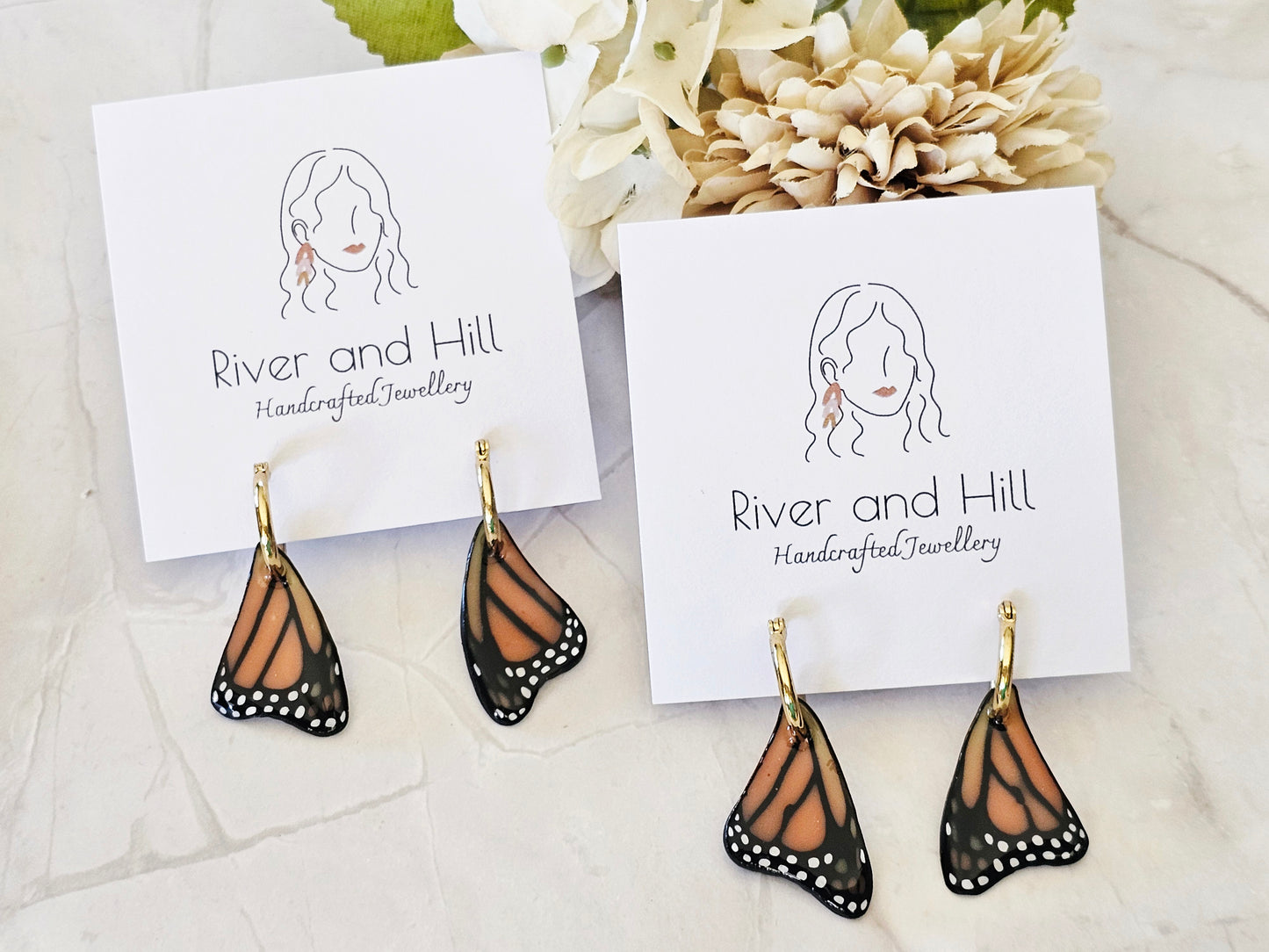 Monarch Wing Hoop Earrings