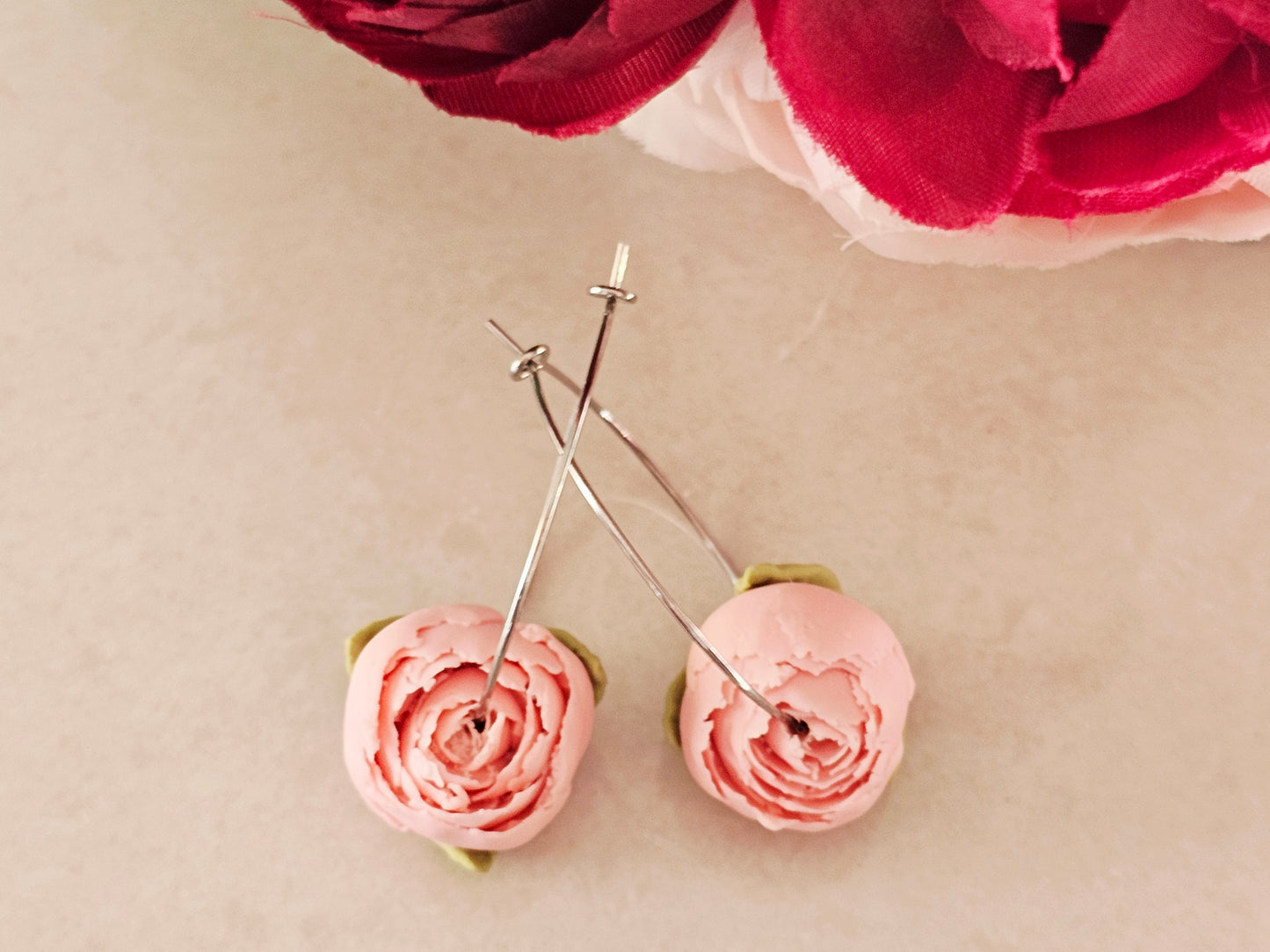 Peonies Dainty Hoops Pink