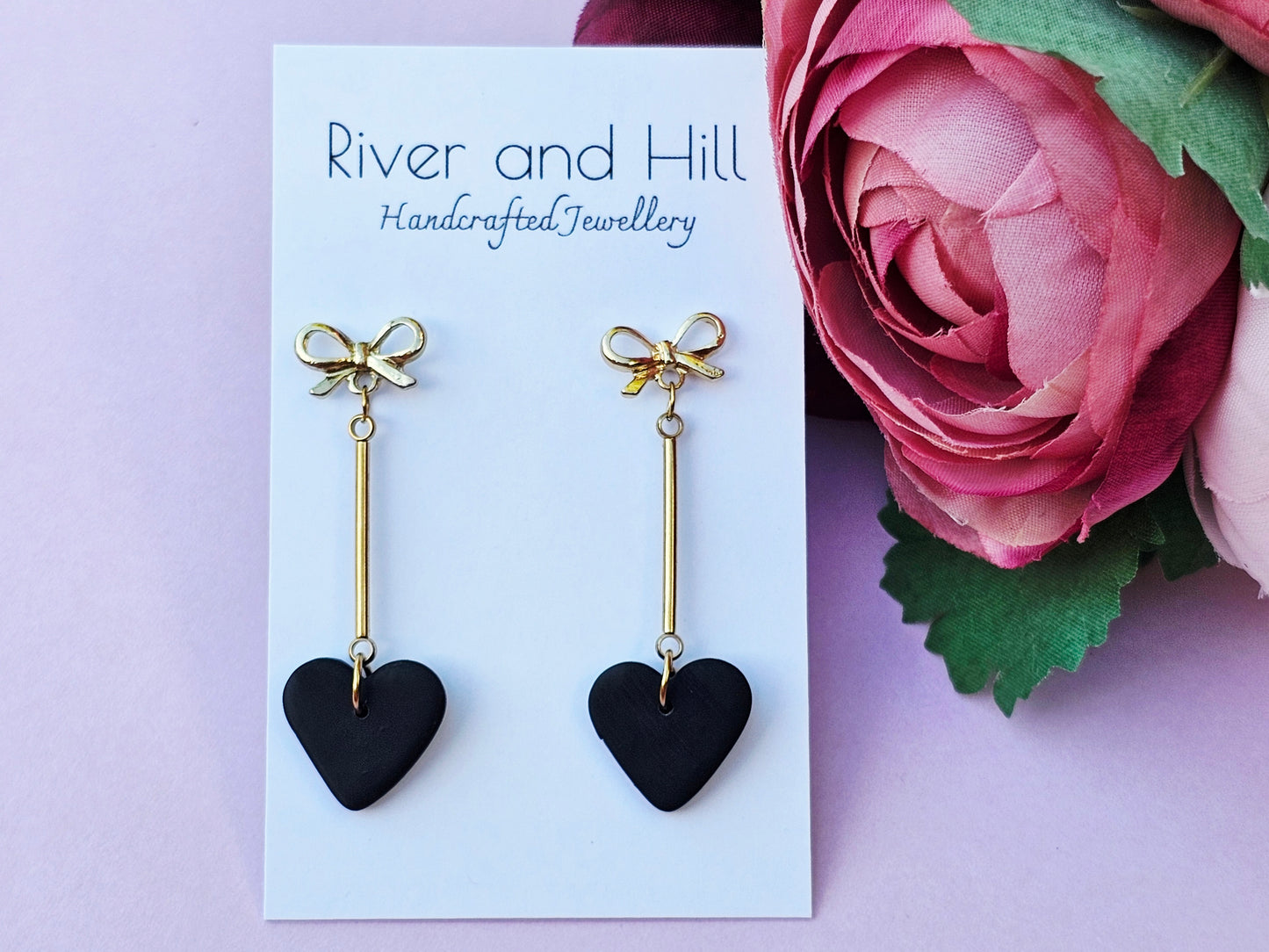 Hearts Collection Hearts Dangles Black