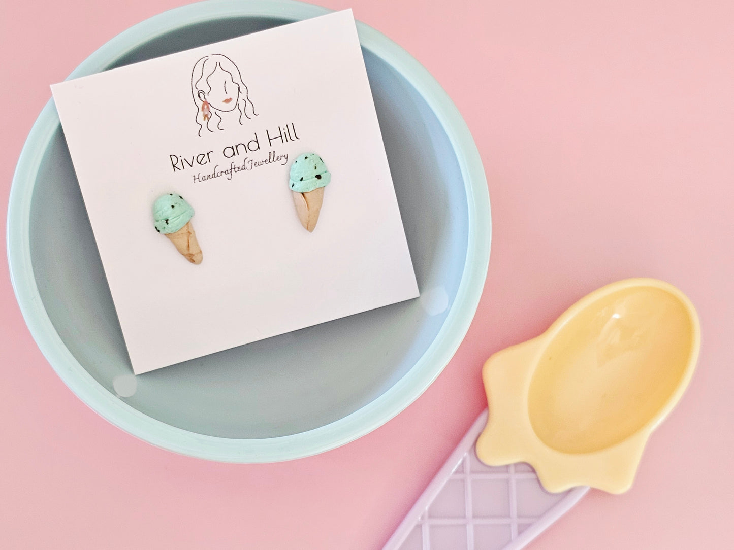 Ice Cream Cone Chocolate Mint Studs