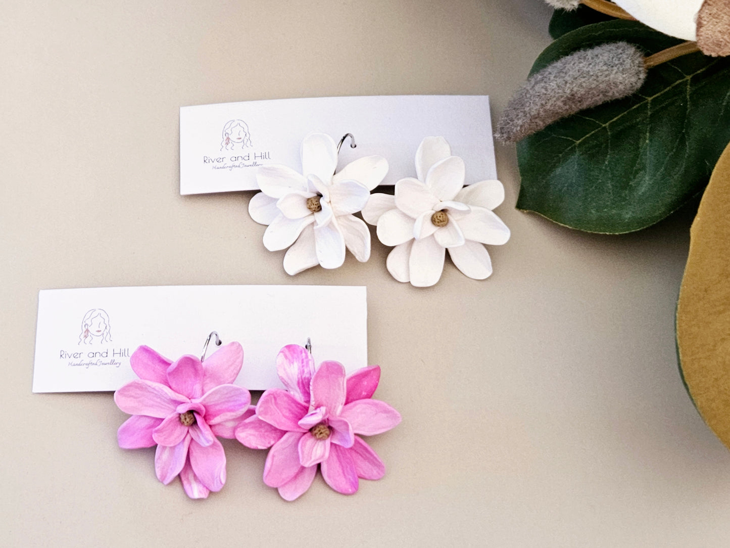 Magnolia French Hook Earrings White