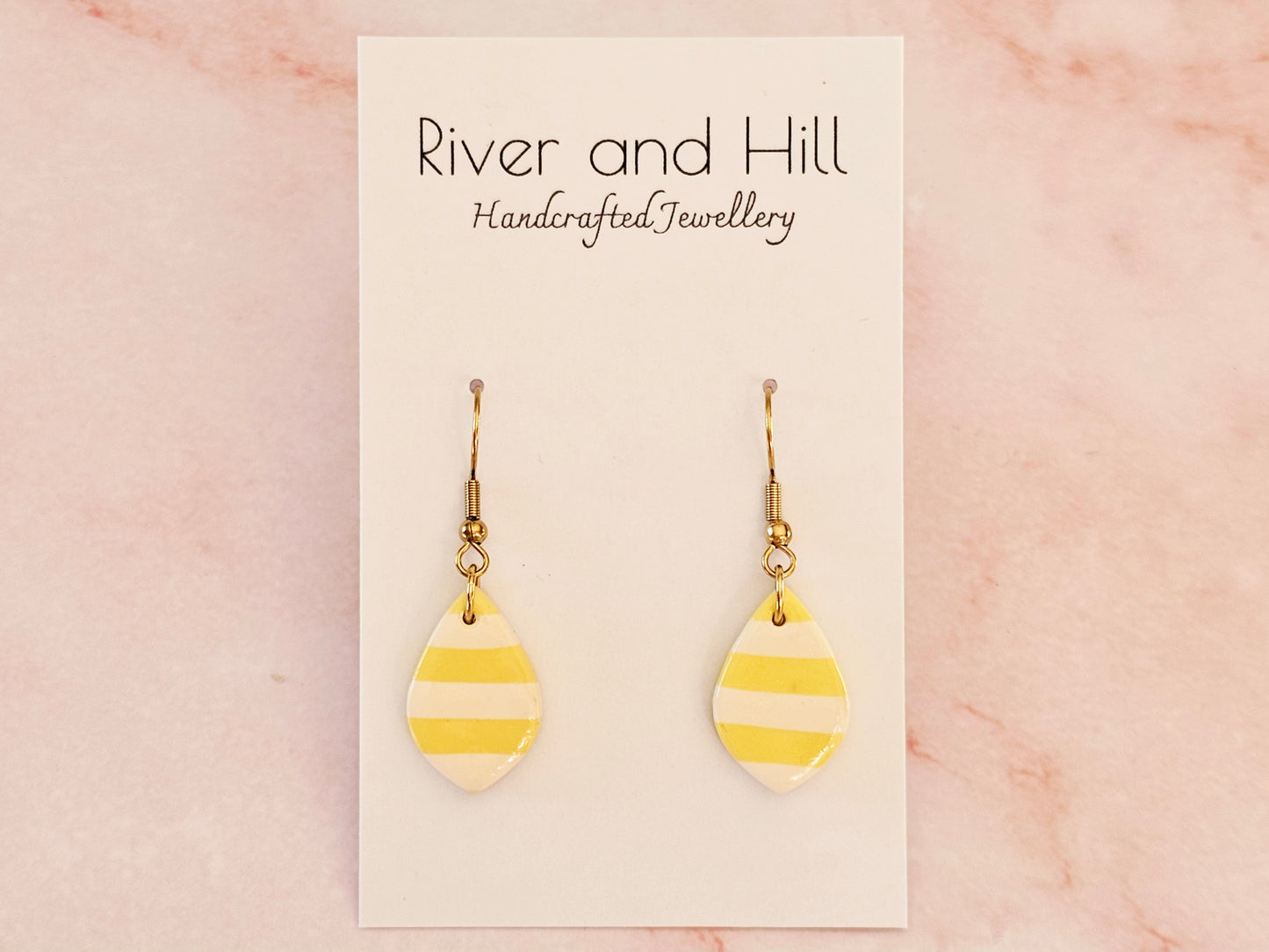 Striped Dainty Earrings Yellow