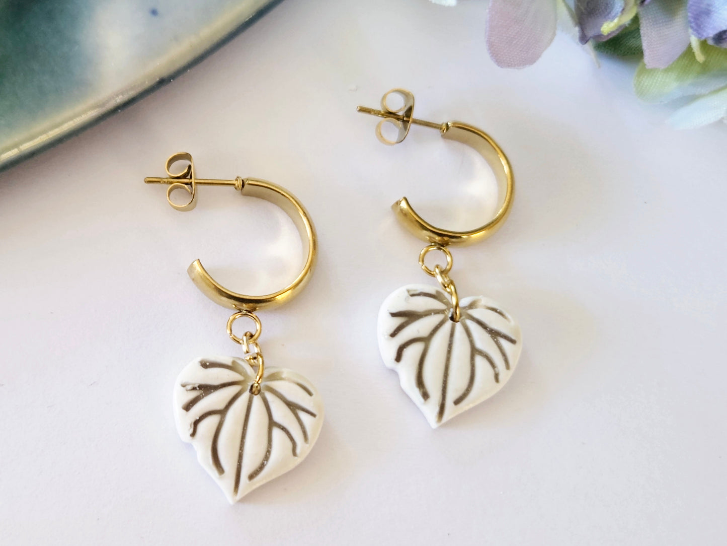 Porcelain Kawakawa Half Hoops