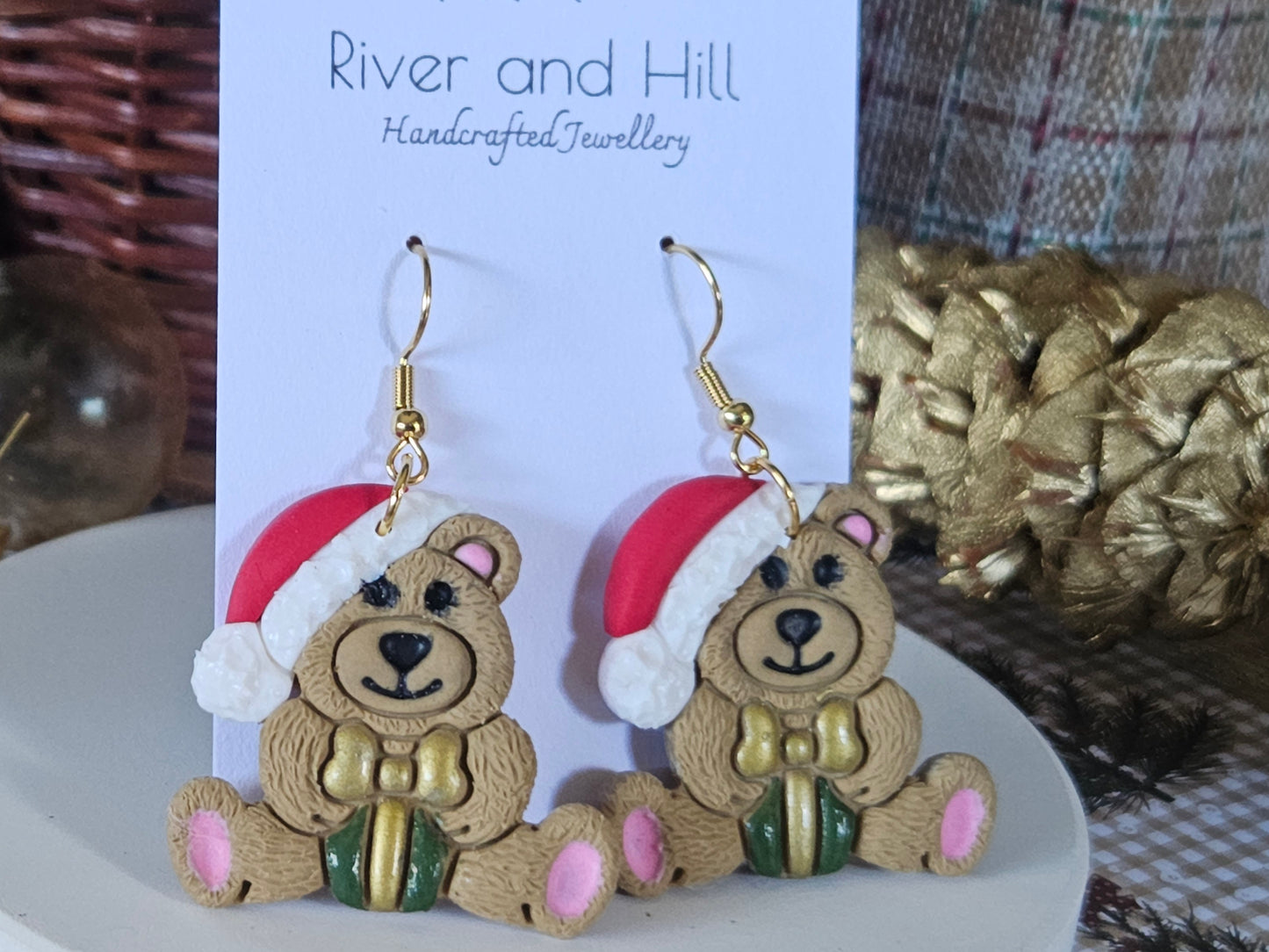 Christmas Teddy Bear Earrings