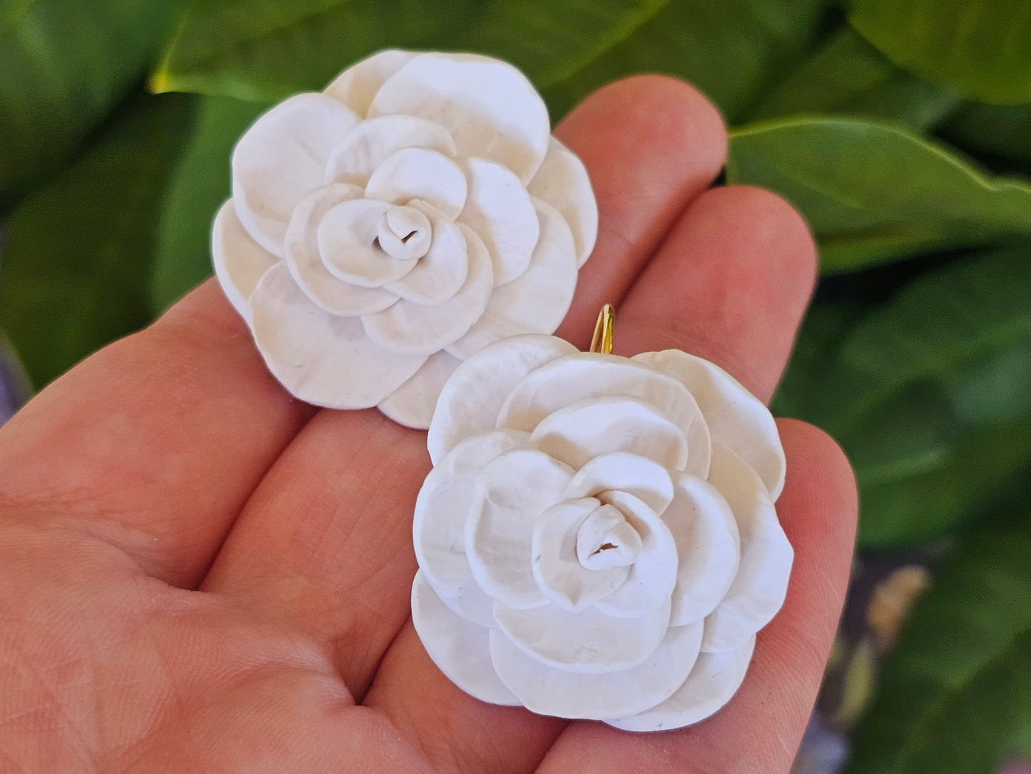 Cammellia French Hook Earrings White