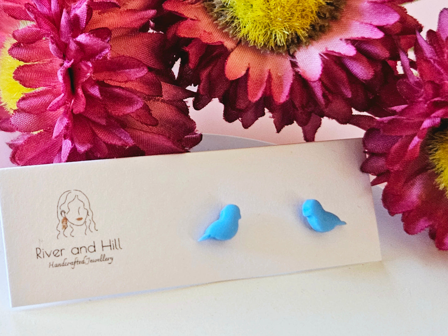 Girls Micro Blue Bird Studs