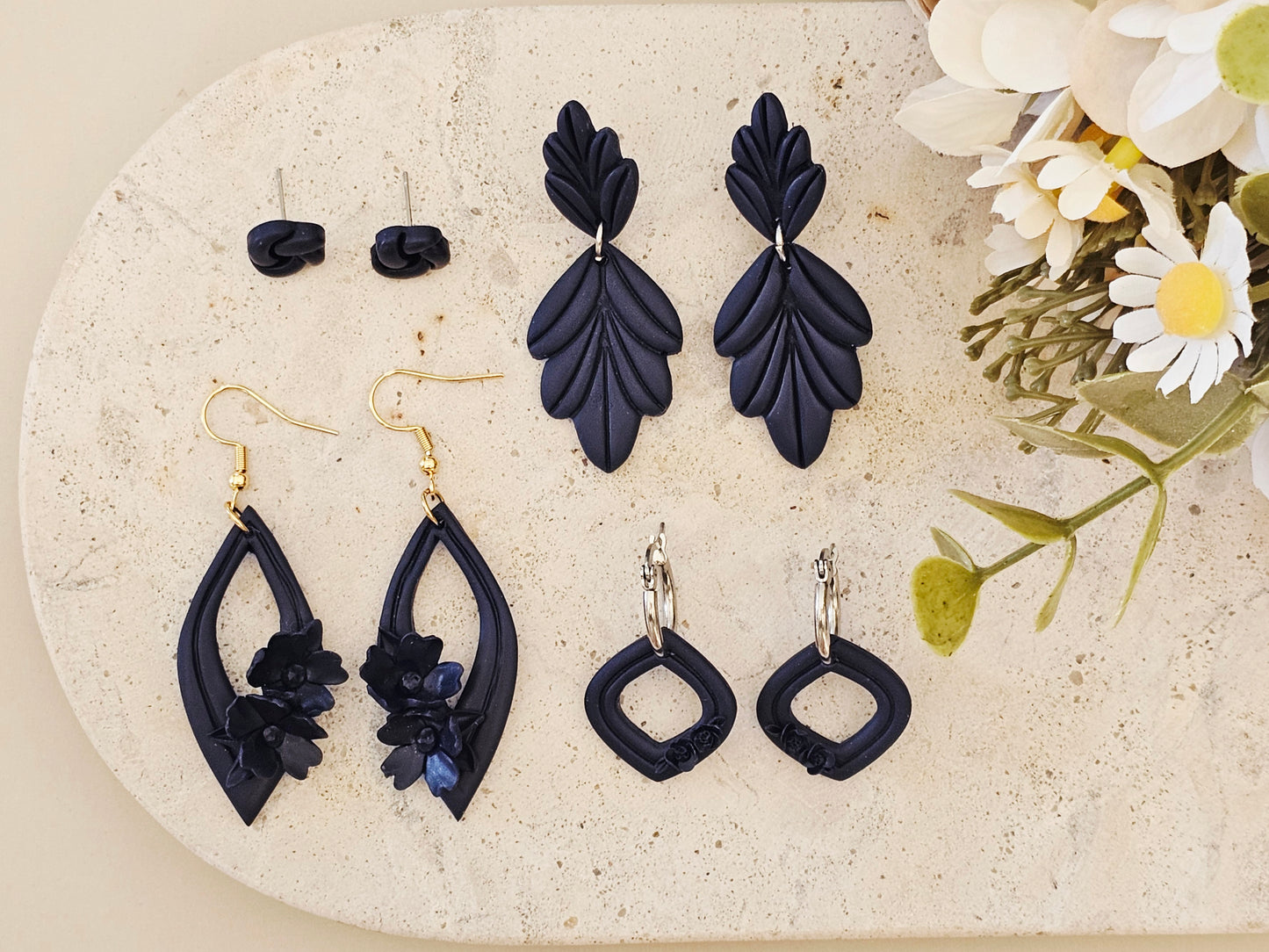 Daily Colour Navy Blue Floral Hoops