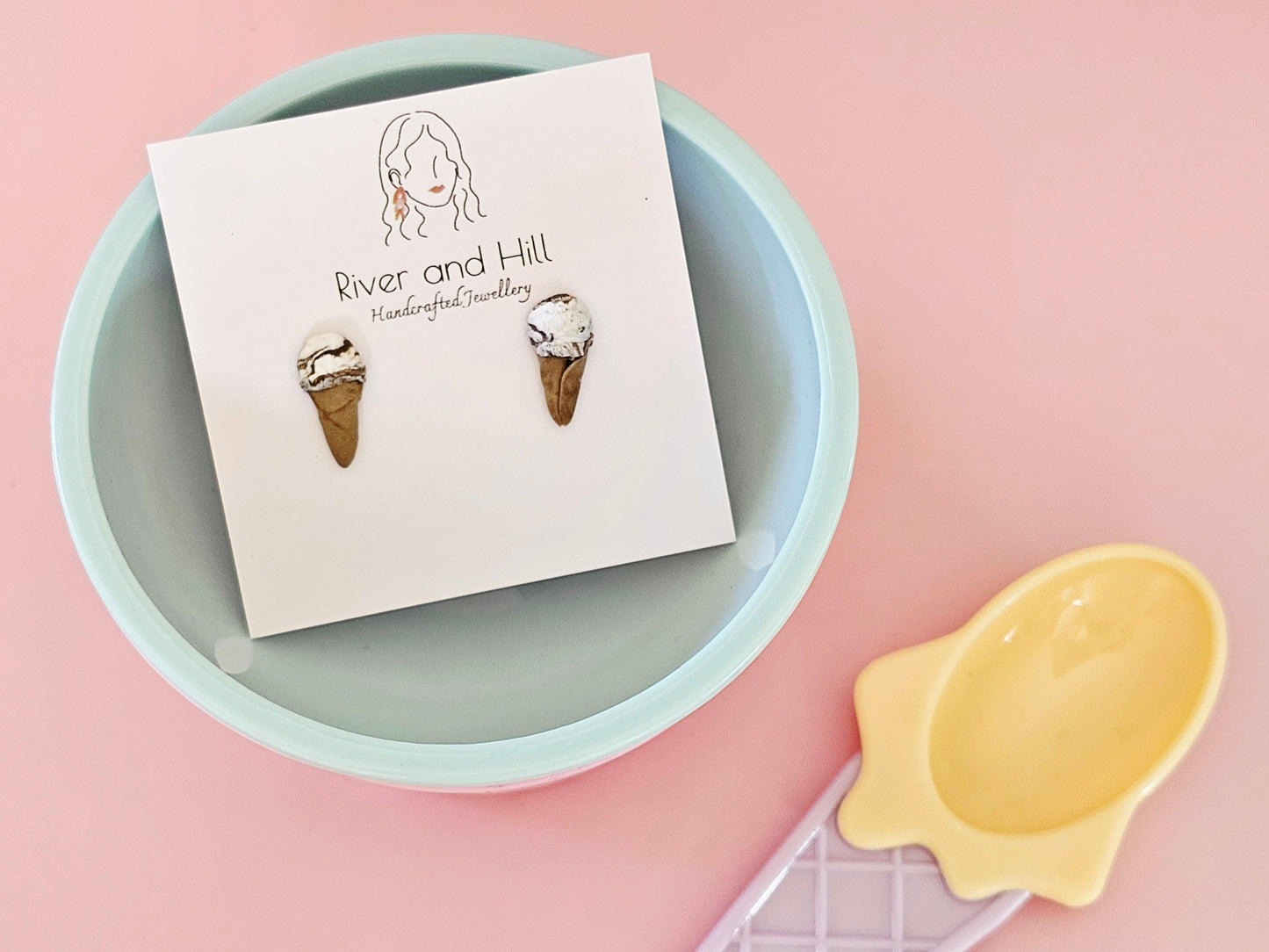 Ice Cream Cone Chocolate Swirl Studs