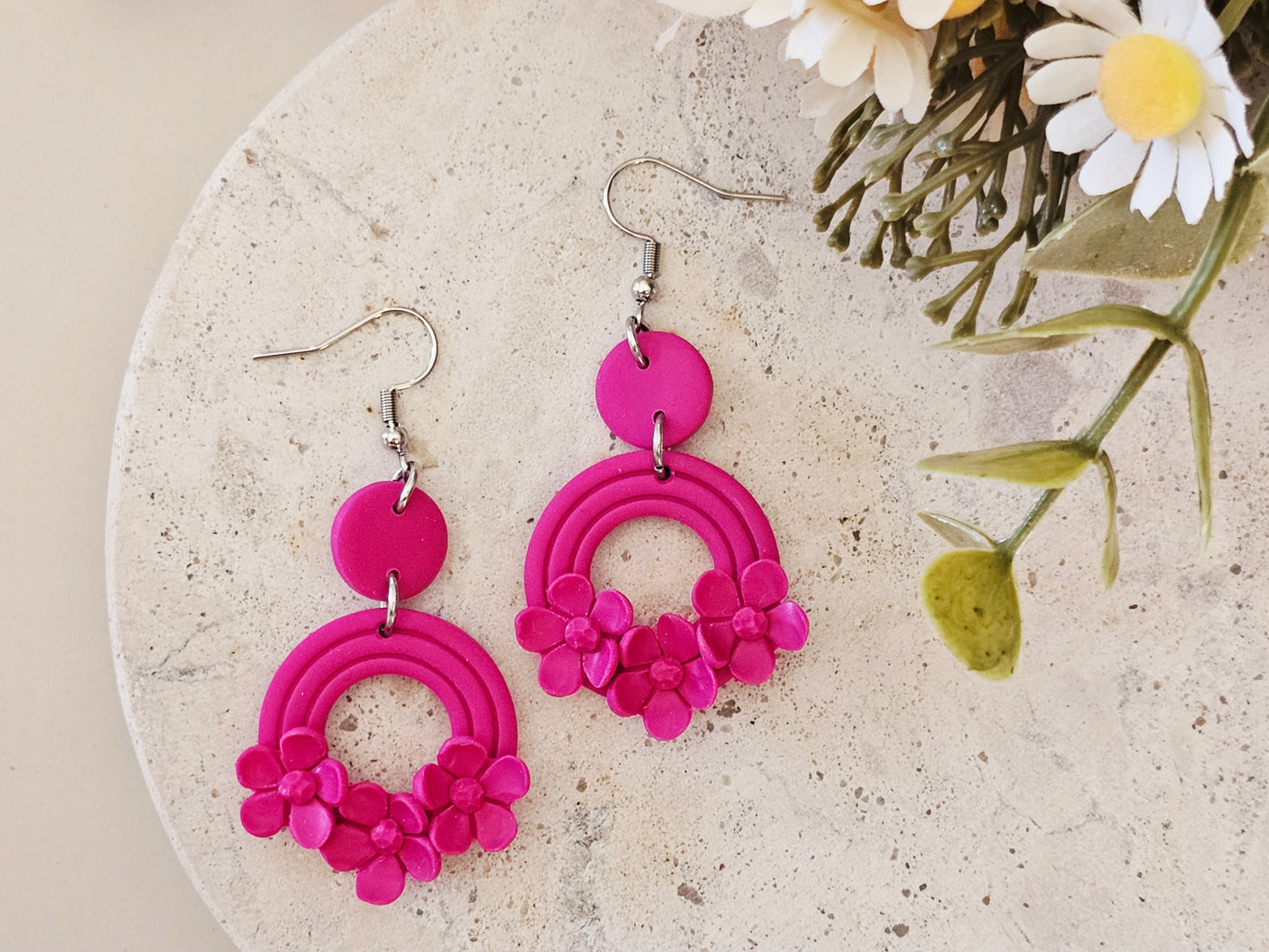 Daily Colour Magenta Floral Earrings