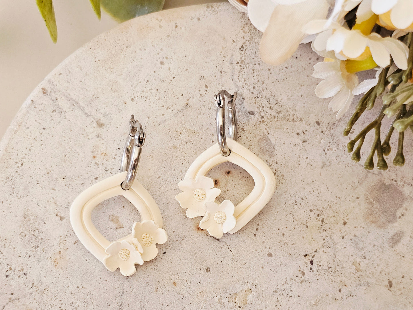 Daily Colour Pastel Yellow Floral Hoops