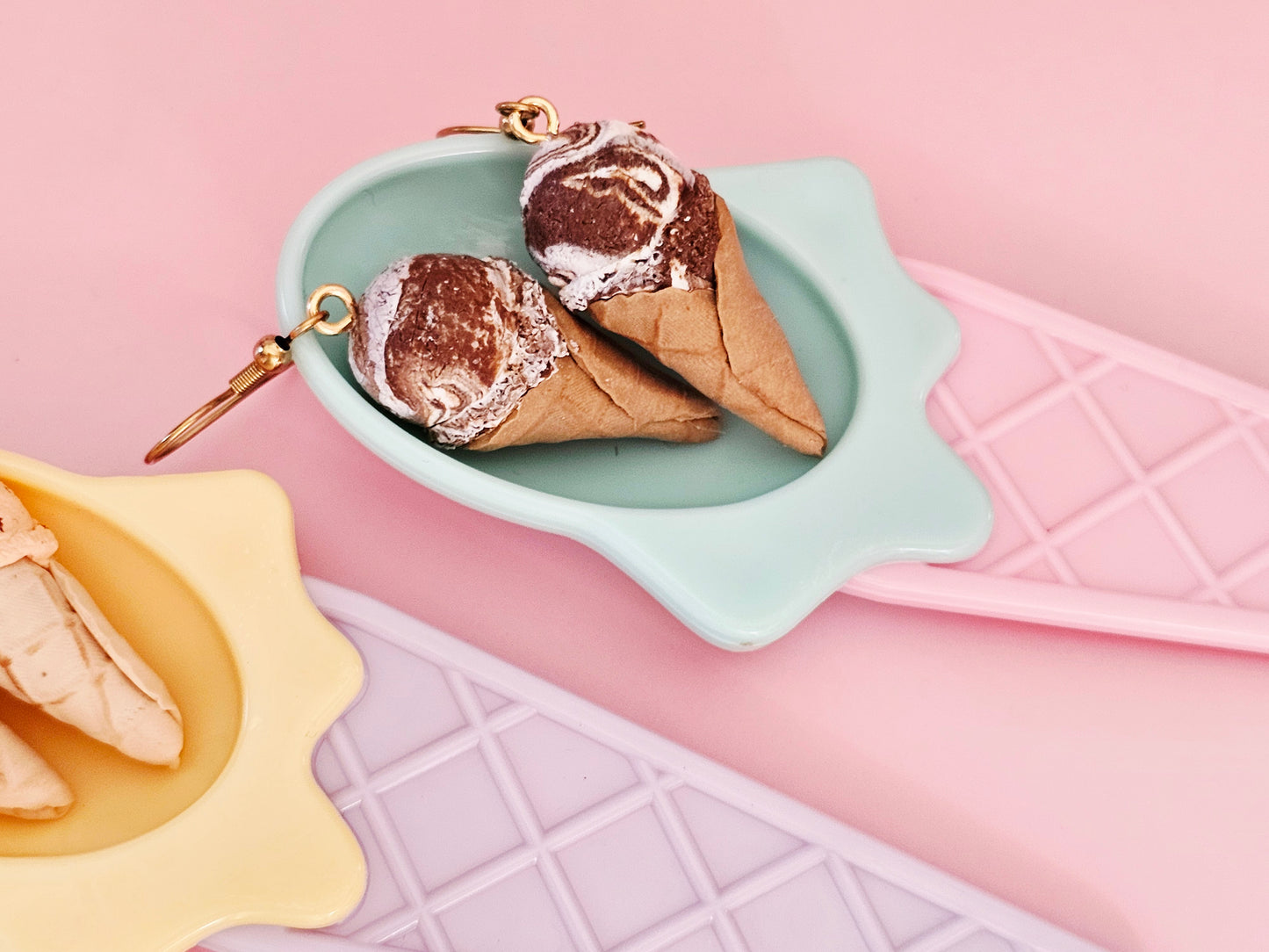 Ice Cream Cone Chocolate Swirl Earrings