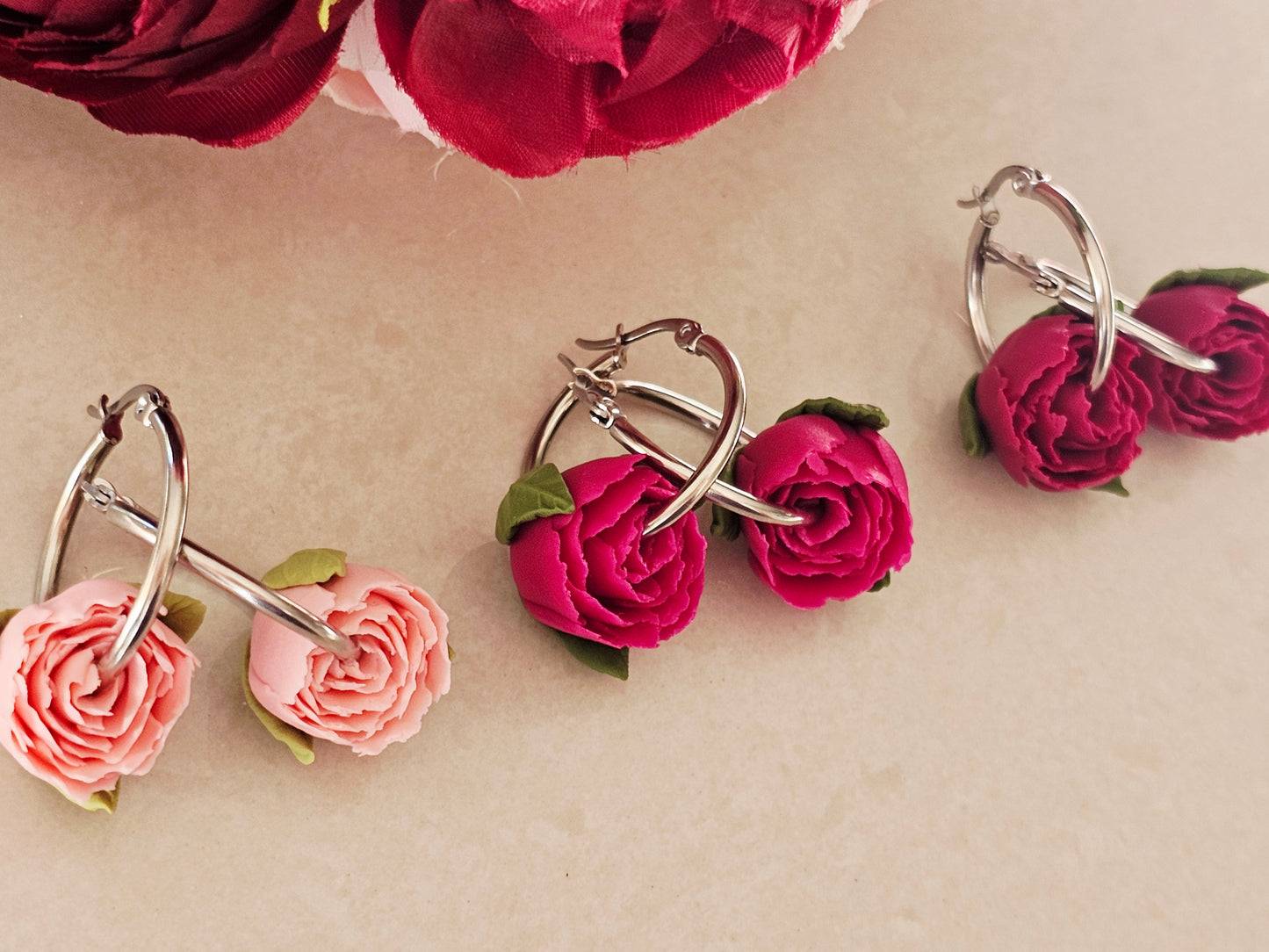 Peonies Magenta Hoops