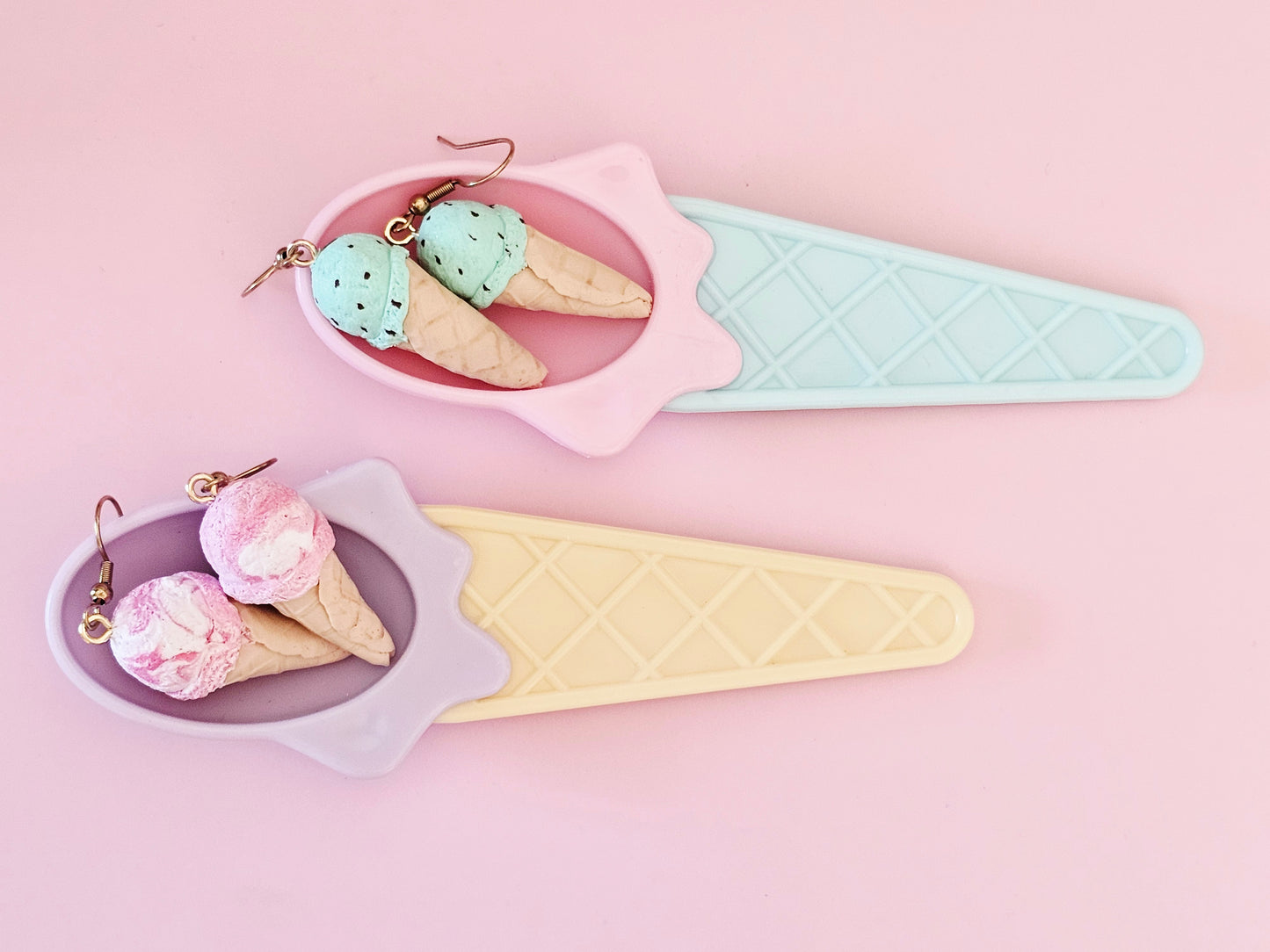 Ice Cream Cone Chocolate Mint Earrings