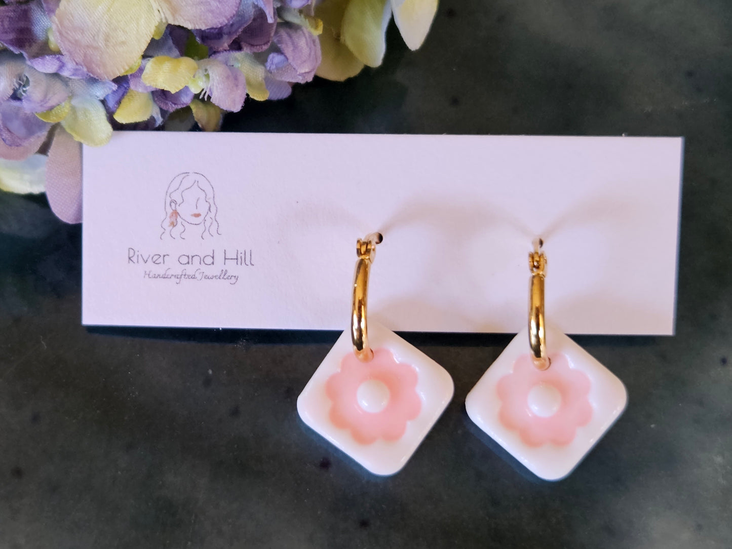 Porcelain Blossom Hoops