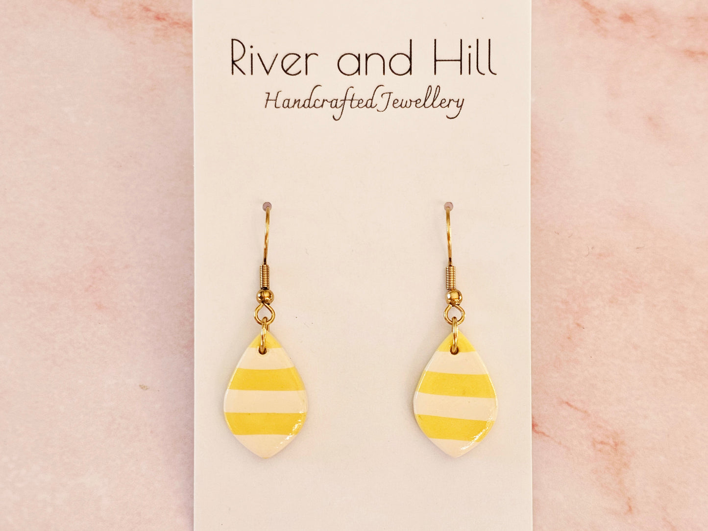 Striped Dainty Earrings Yellow