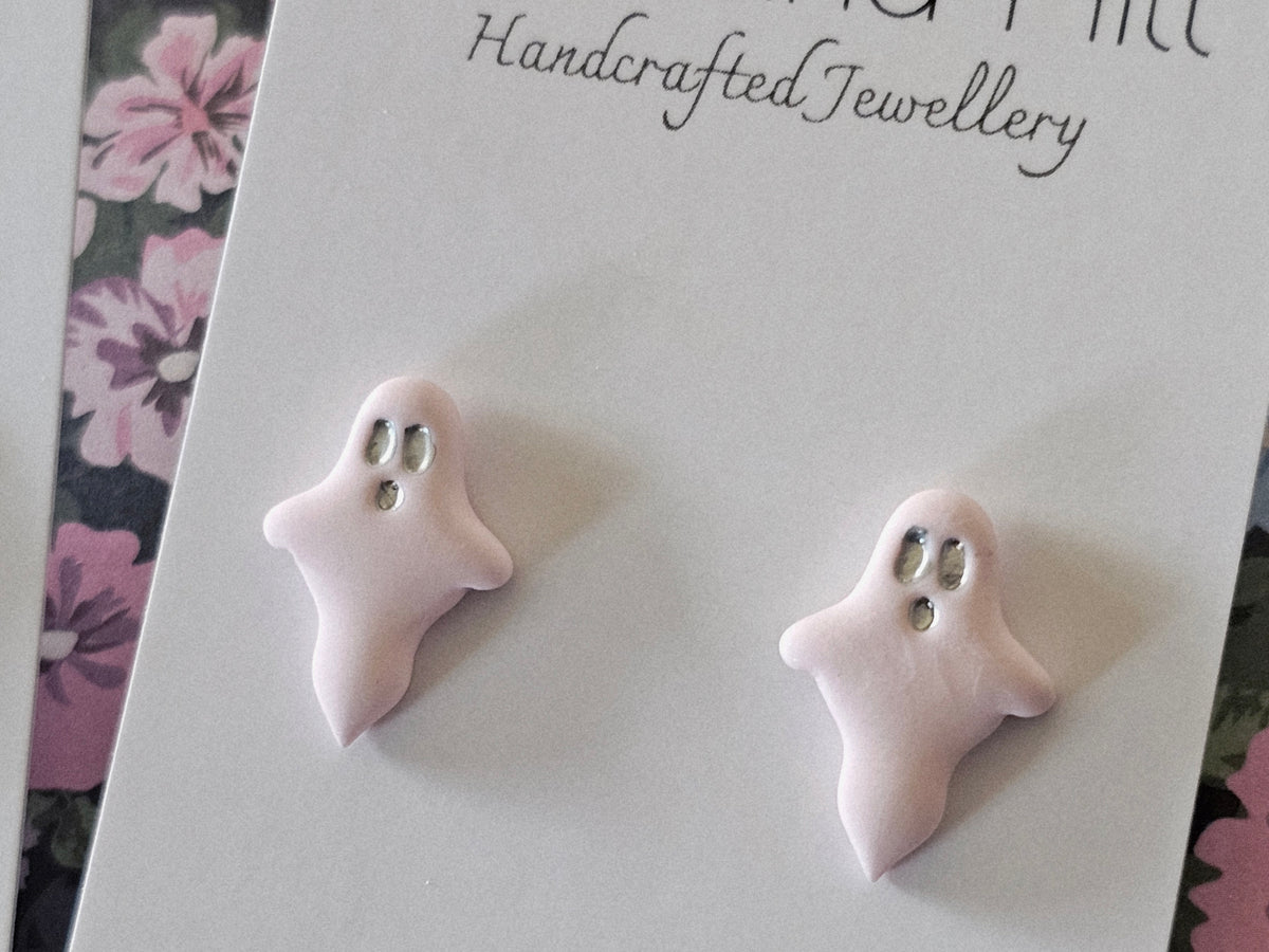 Halloween Pink Ghost Studs