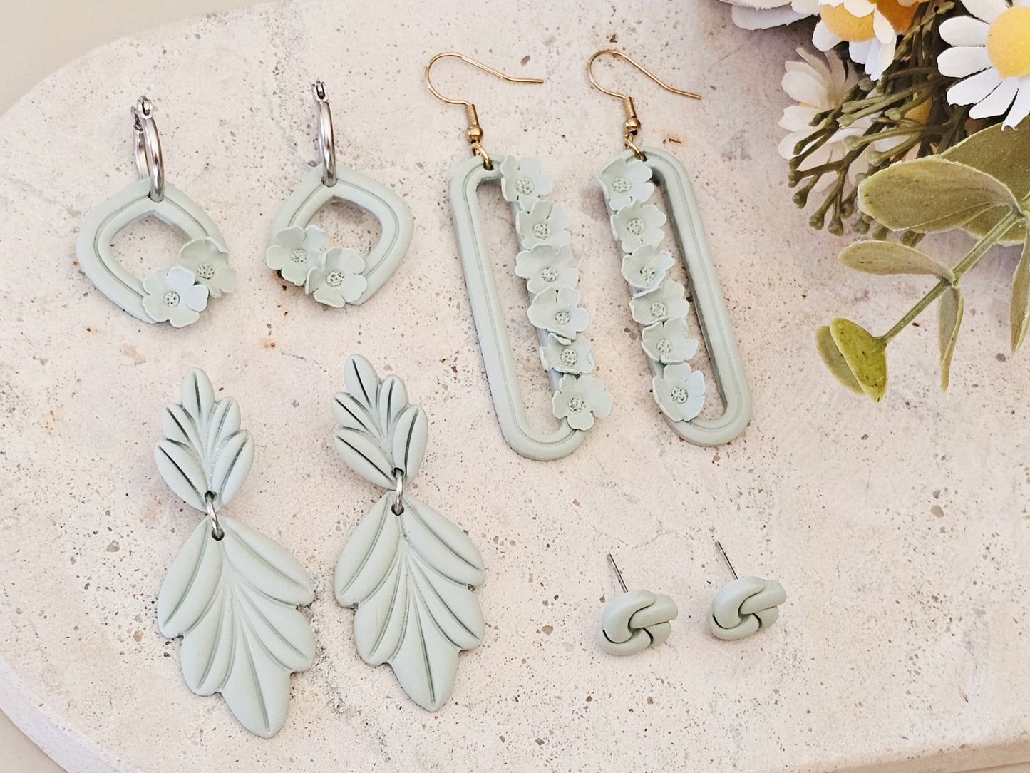 Daily Colour Sage Green Floral Earrings