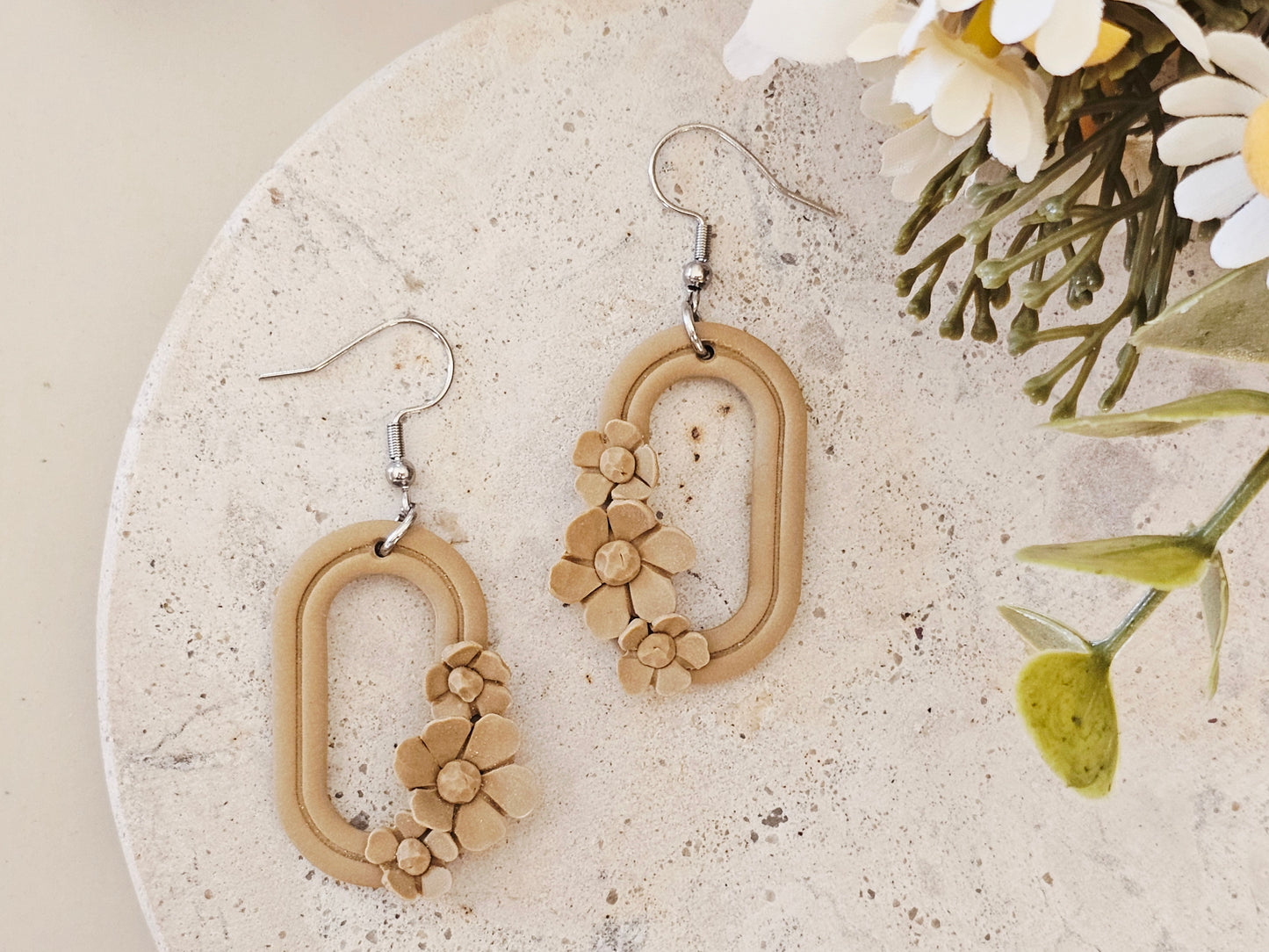 Daily Colour Tan Floral Earrings