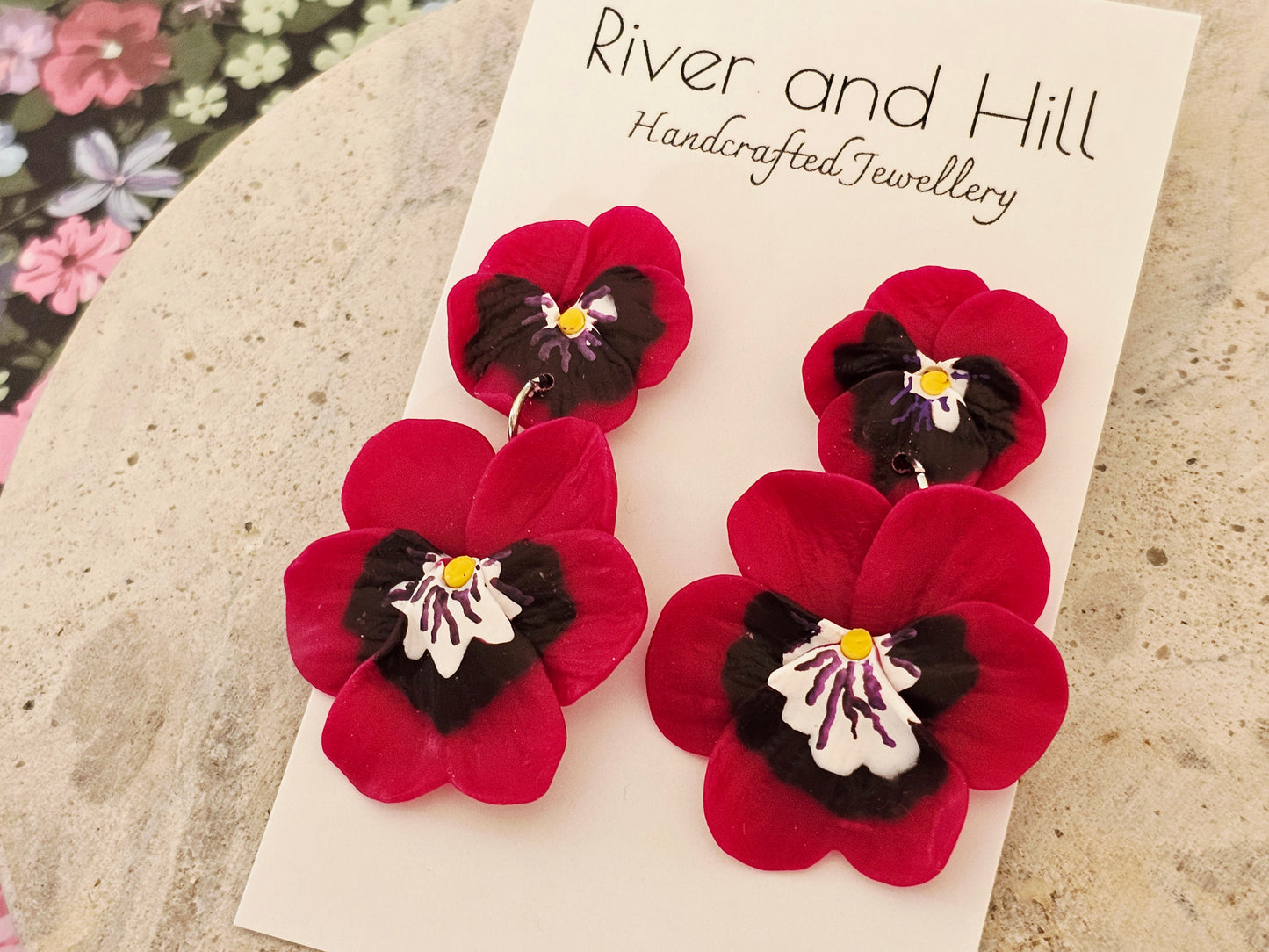 Pansy Statement Earrings Pink