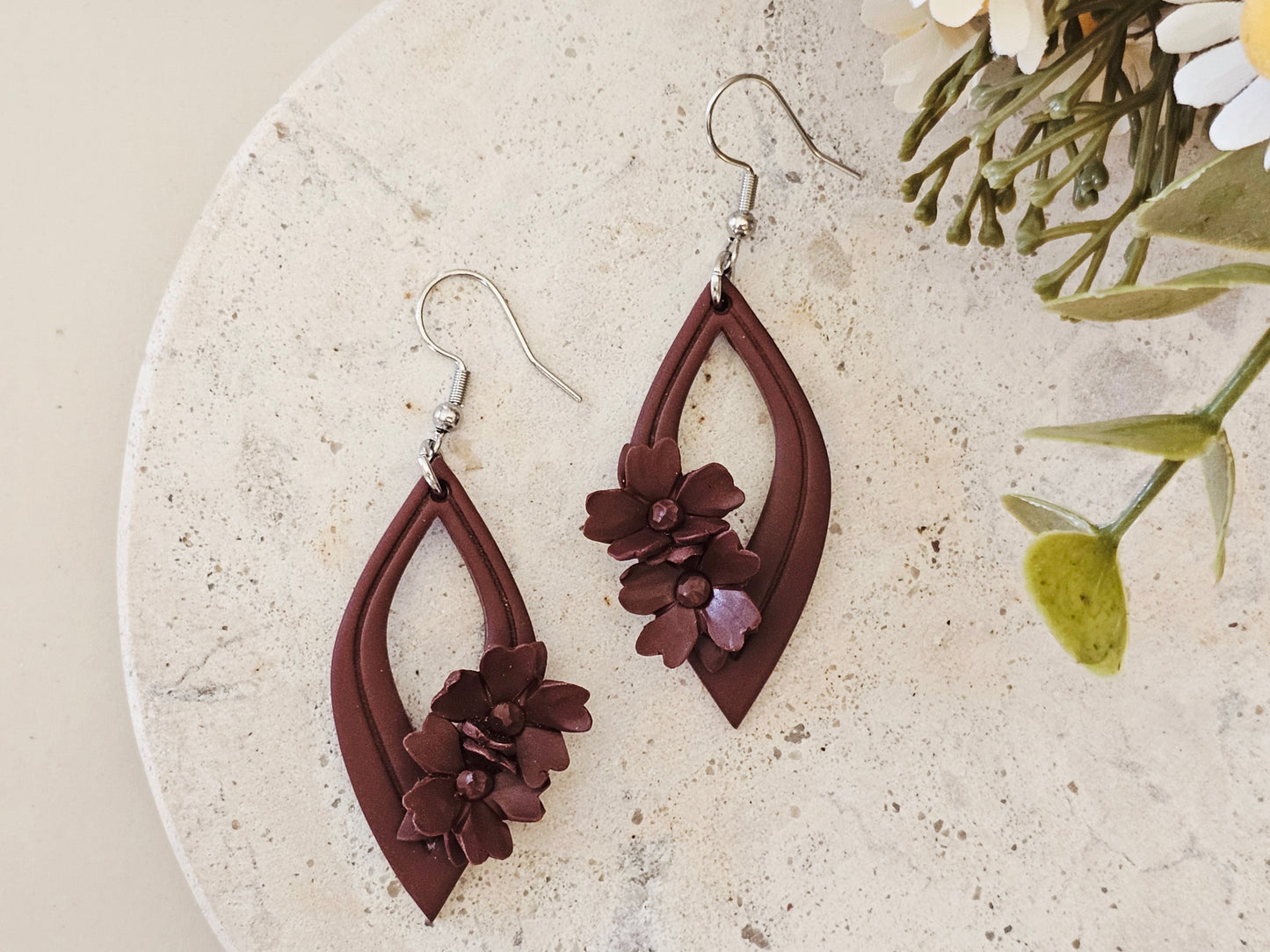 Daily Colour Chocolate Brown Floral Earrings